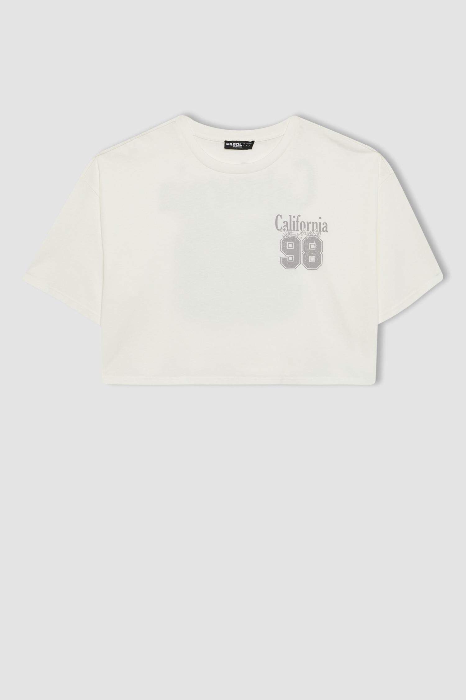 Oversize Fit Crew Neck Printed Short Sleeve T-Shirt