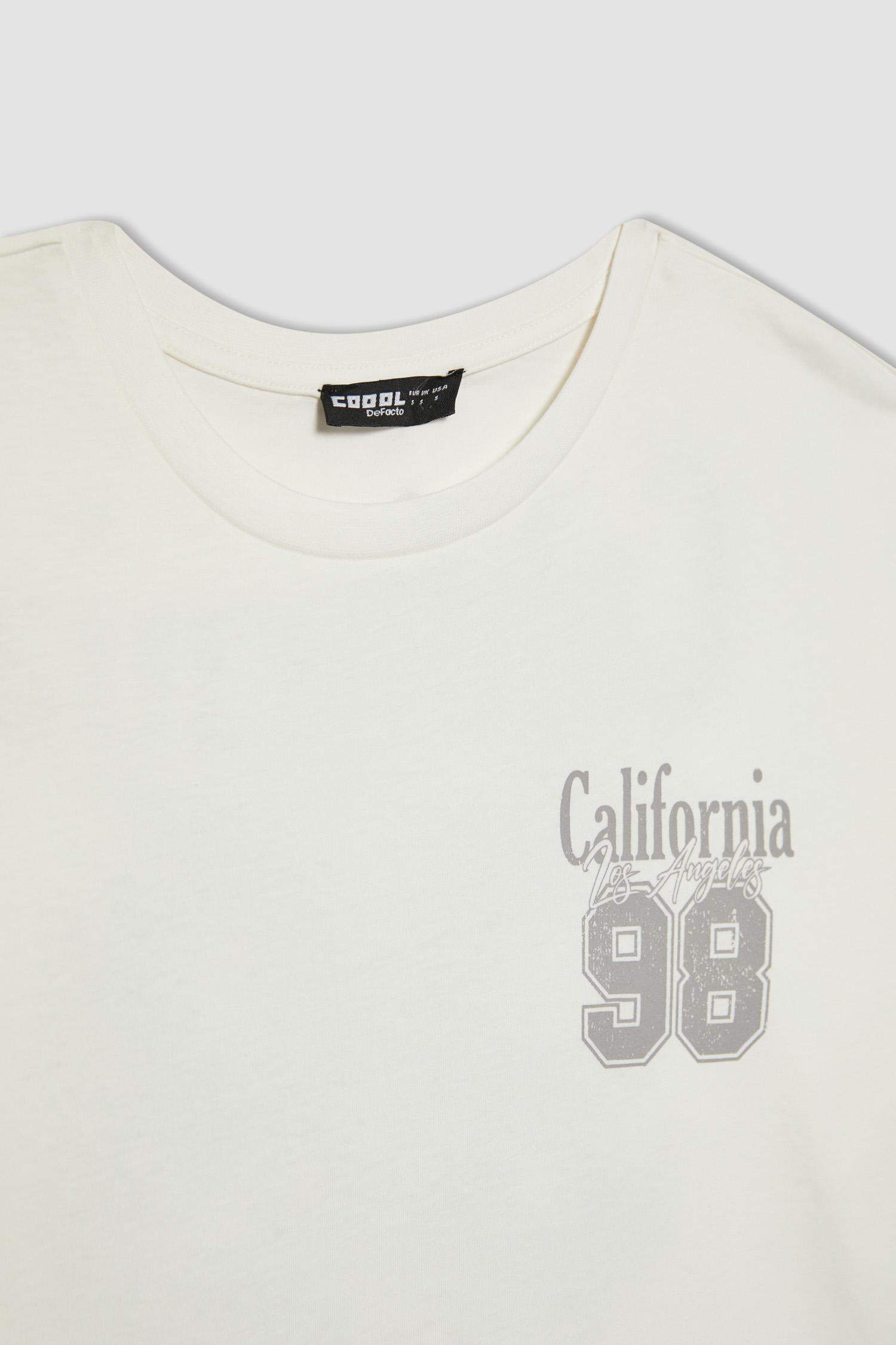 Oversize Fit Crew Neck Printed Short Sleeve T-Shirt