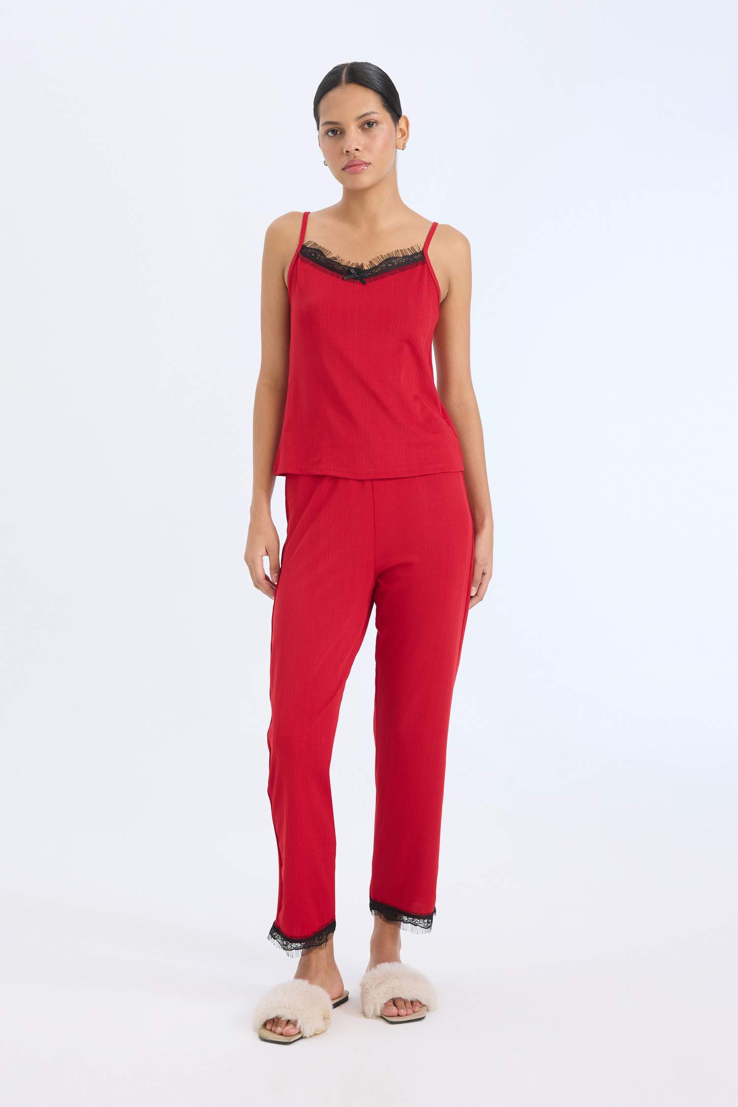 Yılbaşı Temalı Regular Fit Beli Lastikli Casual Pijama Altı-Fall in Love 