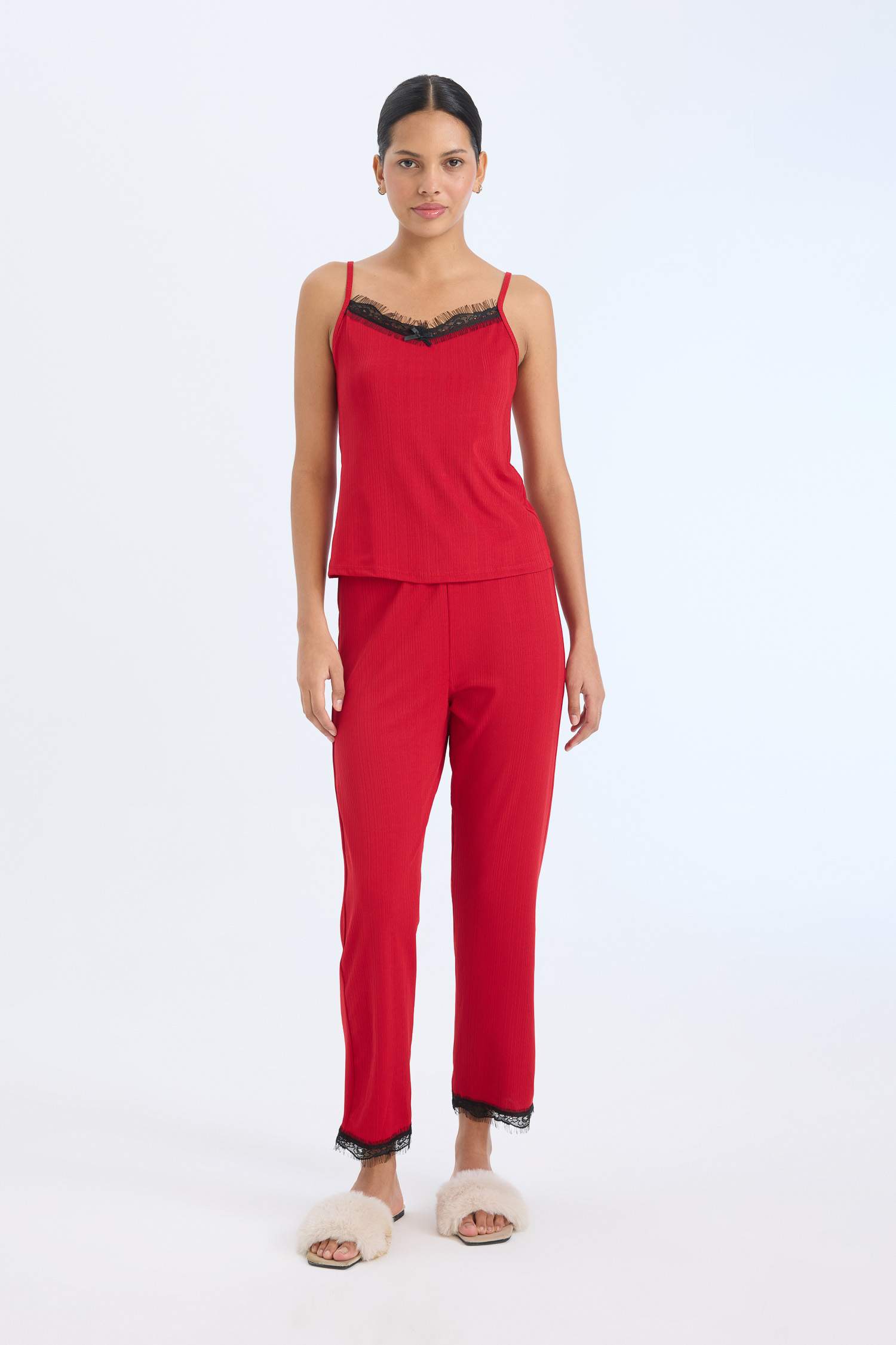 Yılbaşı Temalı Regular Fit Beli Lastikli Casual Pijama Altı-Fall in Love 