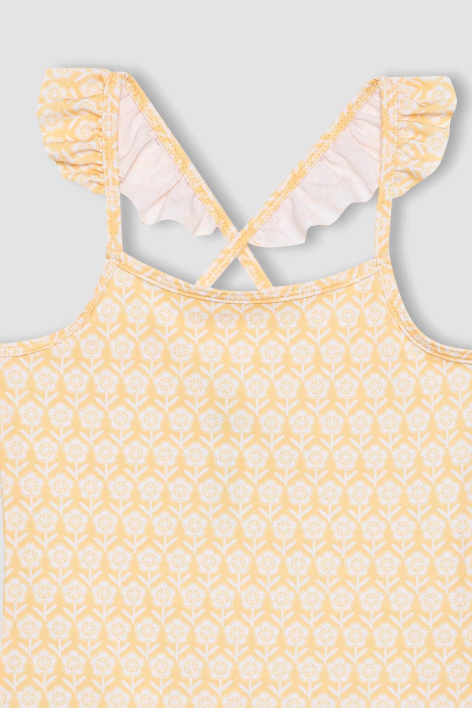 Girl Floral Patterned Swimsuit