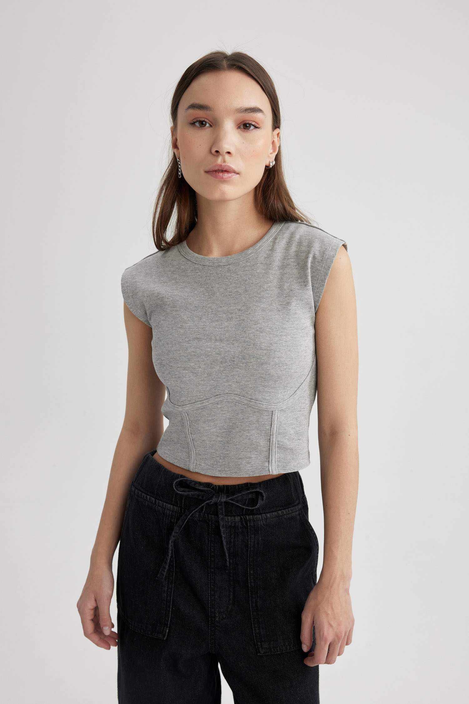 Slim Fit Crew Neck Camisole Short Sleeve T-Shirt