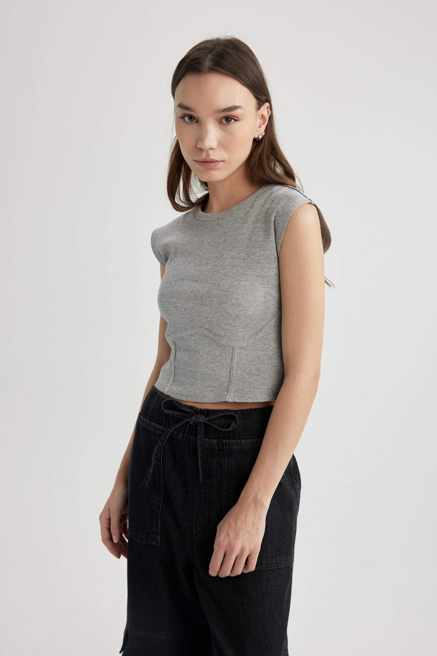 Slim Fit Crew Neck Camisole Short Sleeve T-Shirt