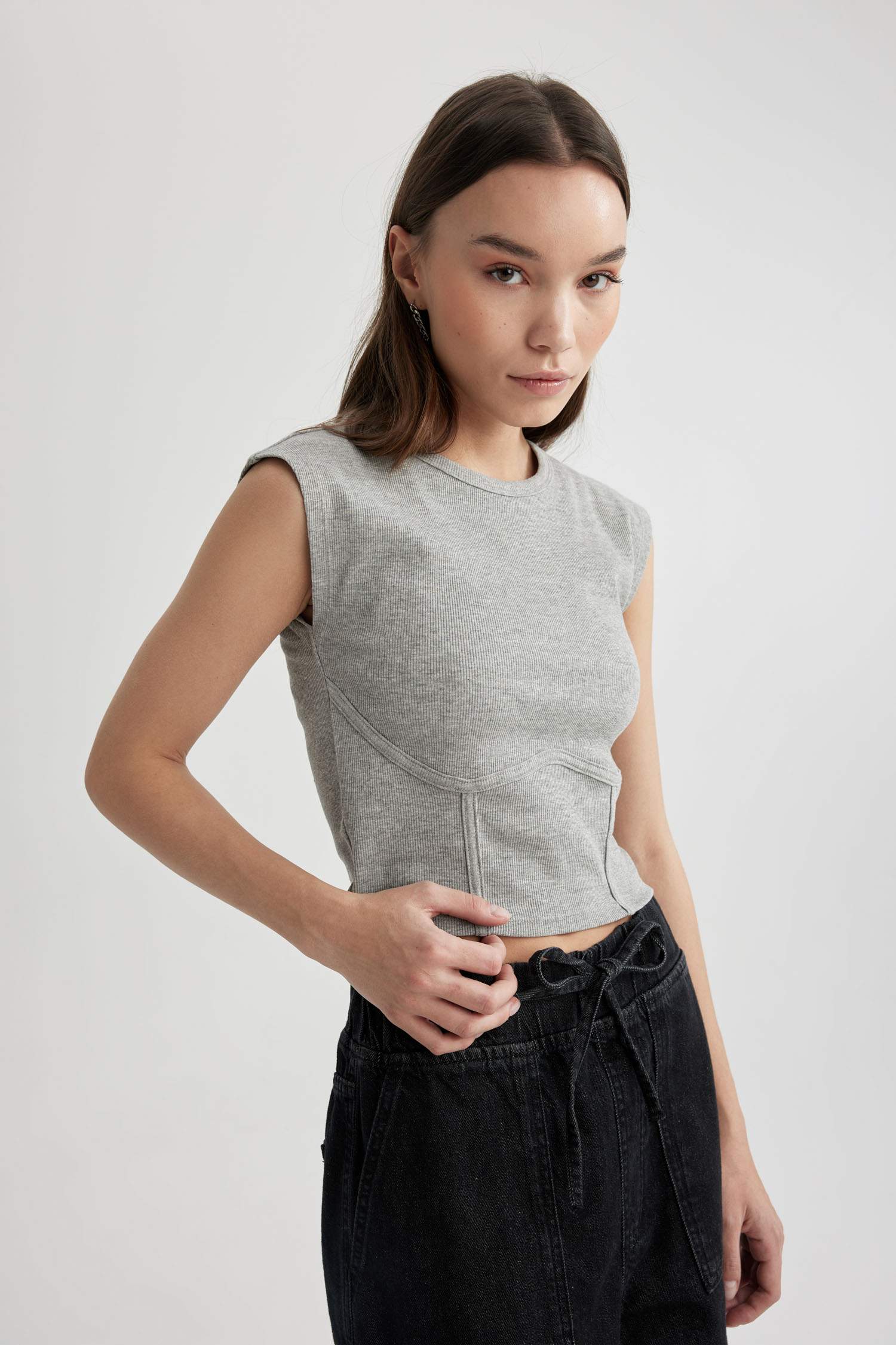 Slim Fit Crew Neck Camisole Short Sleeve T-Shirt