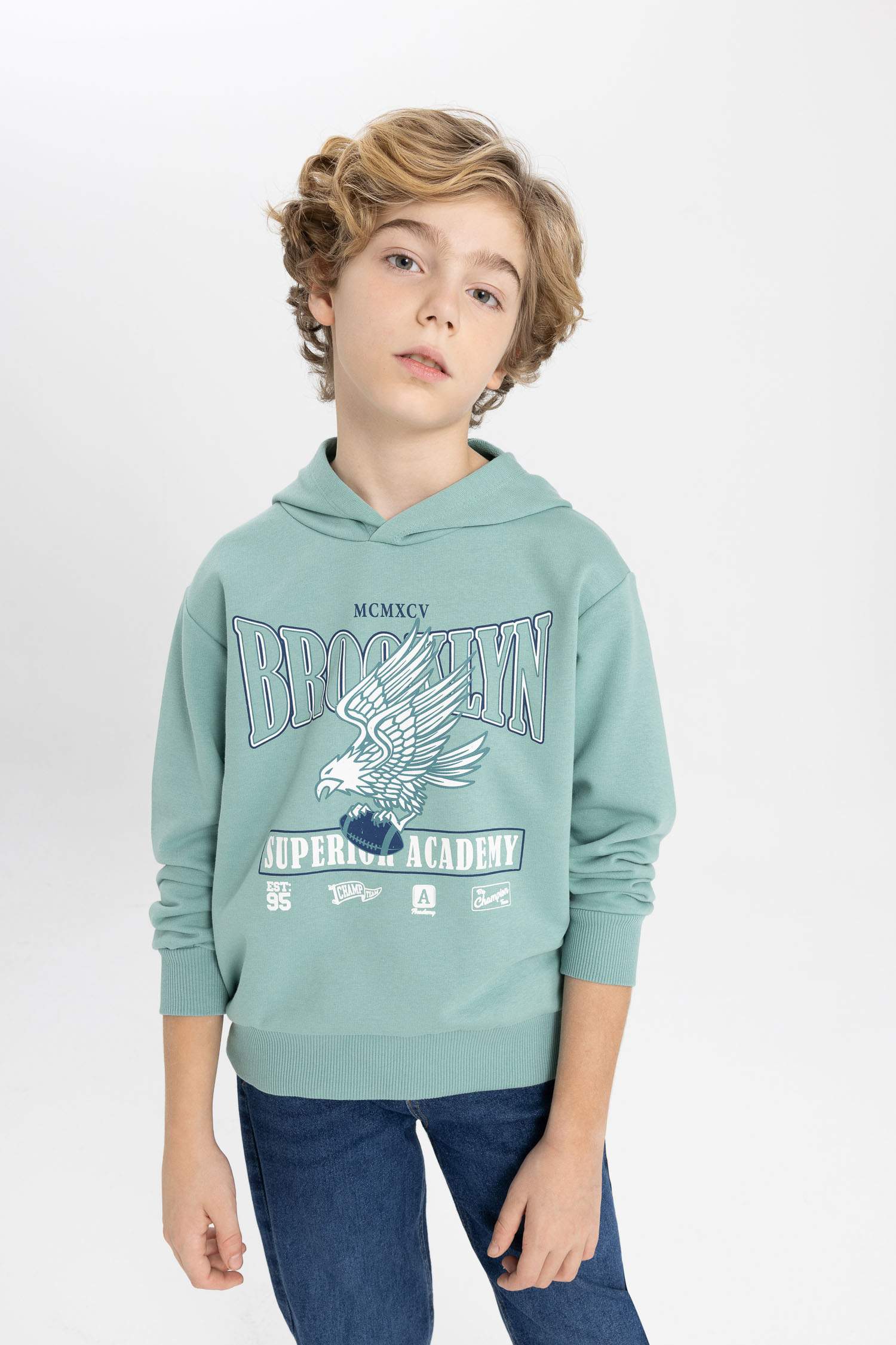 Erkek Çocuk Baskılı Kapüşonlu Sweatshirt