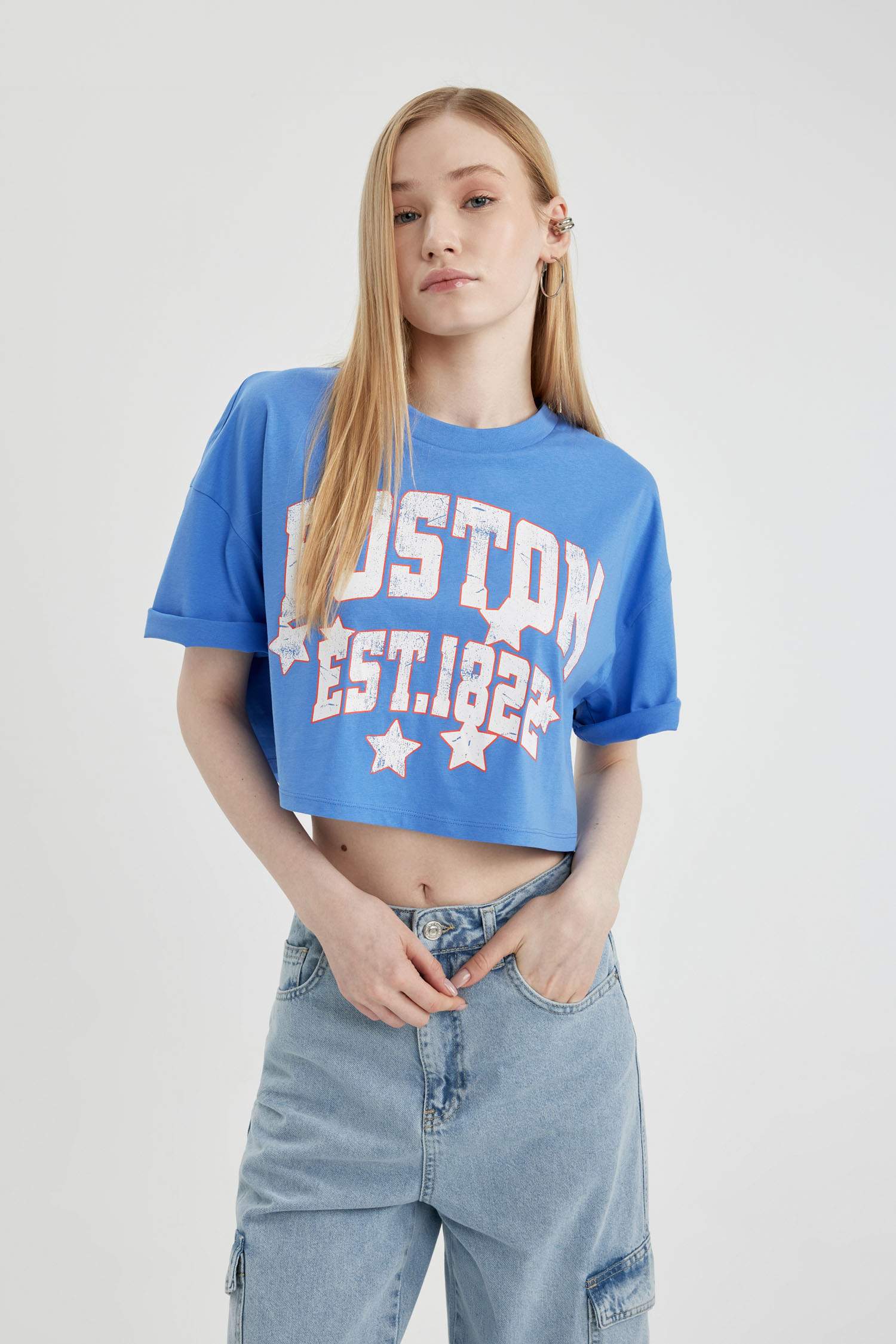 Coool Oversize Geniş Kalıp Bisiklet Yaka Baskılı Kısa Kollu Tişört