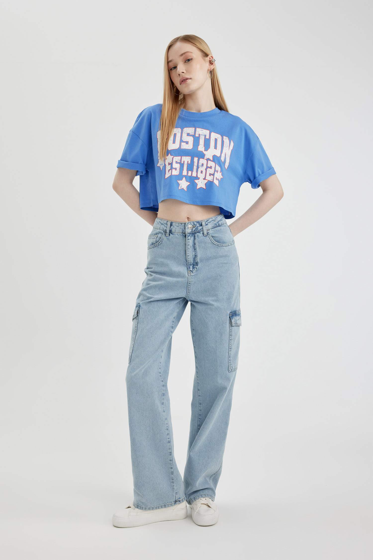 Coool Oversize Geniş Kalıp Bisiklet Yaka Baskılı Kısa Kollu Tişört