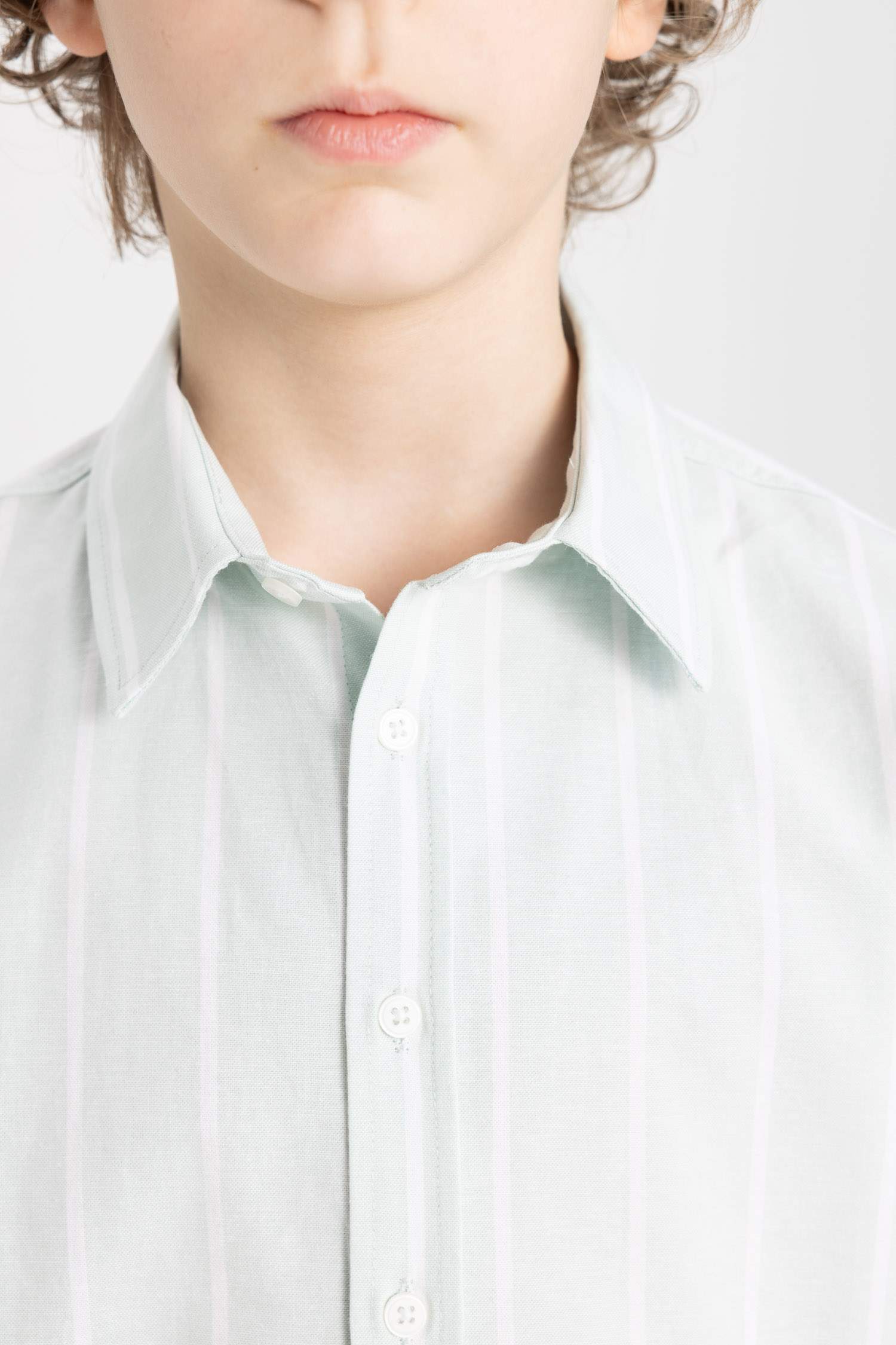 قميص بولو اولادي كم طويل أوكسفورد قصة عادية