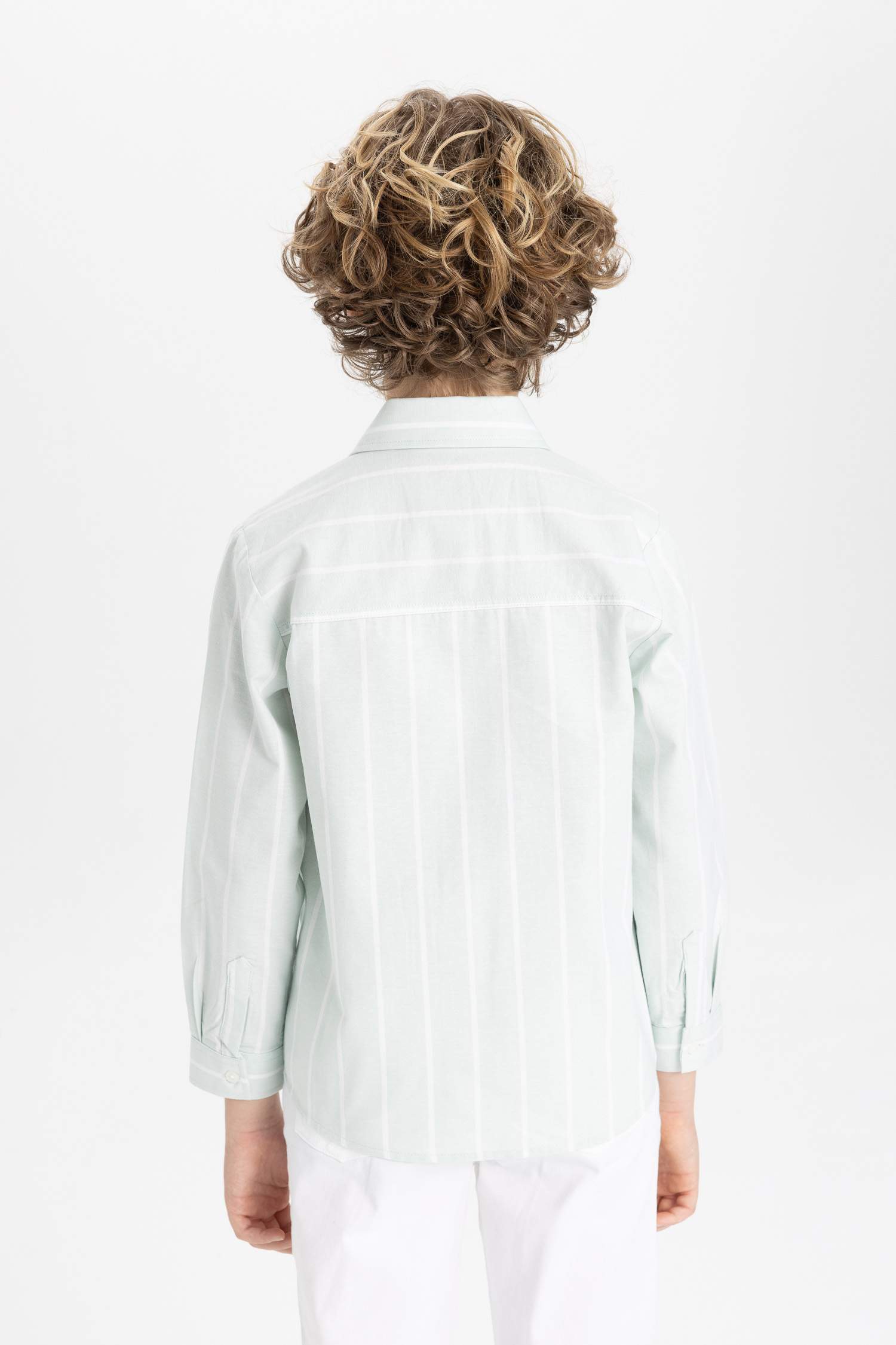 قميص بولو اولادي كم طويل أوكسفورد قصة عادية