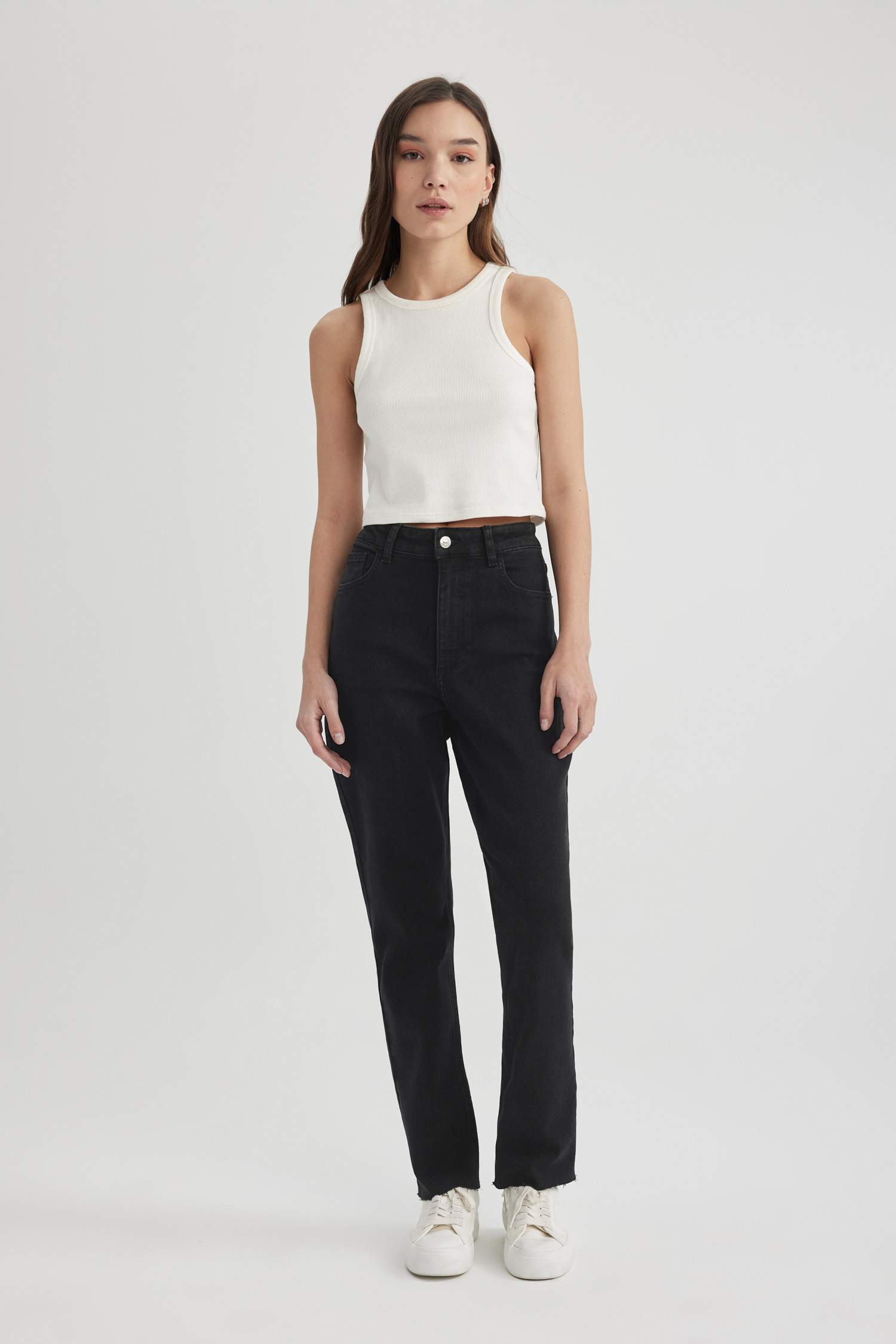 Siyah Kadın Yüksek Bel Vintage Straight Fit Pantolon 3049150 | DeFacto