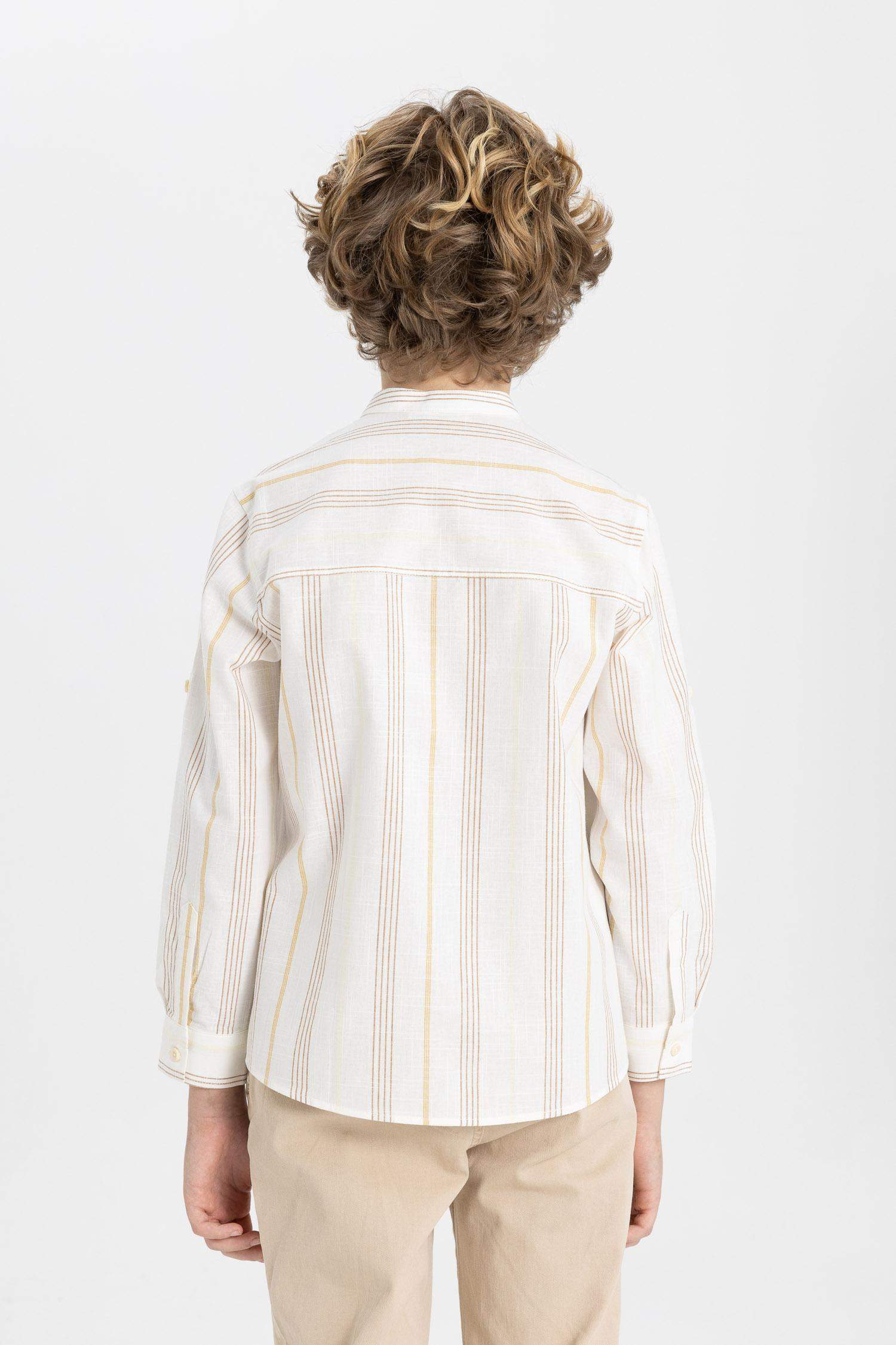 قميص كم طويل قصة عادية بياقة عالية