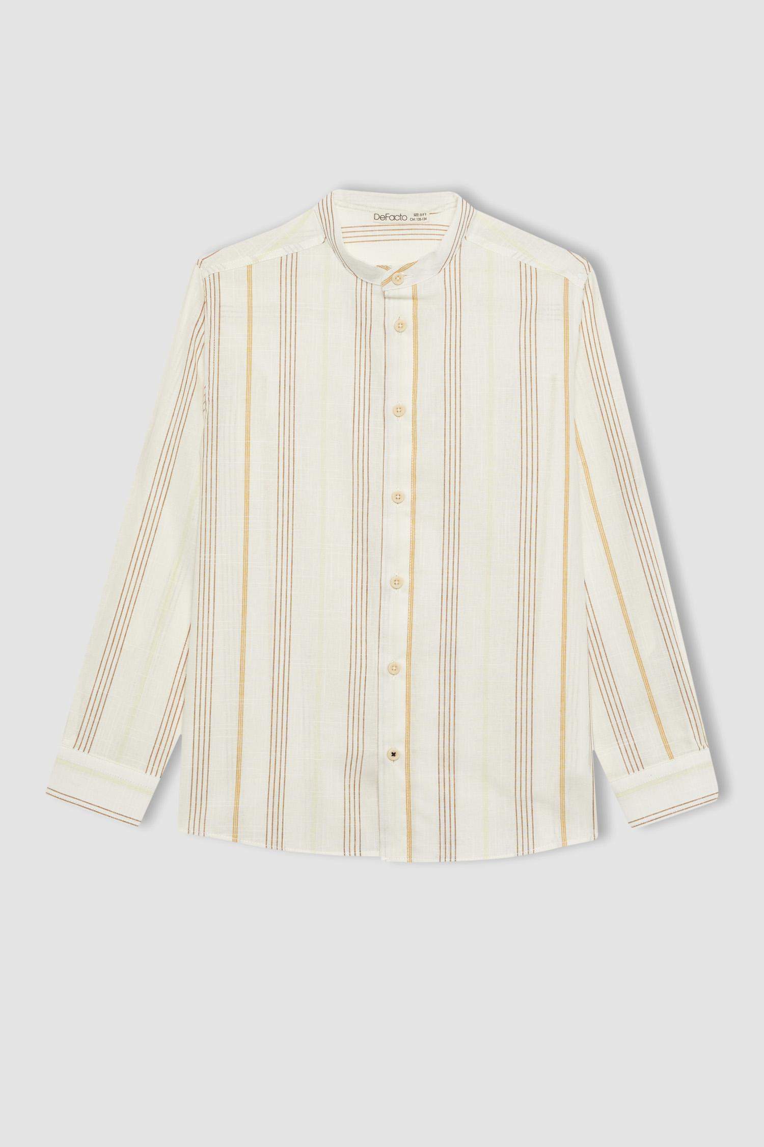 قميص كم طويل قصة عادية بياقة عالية