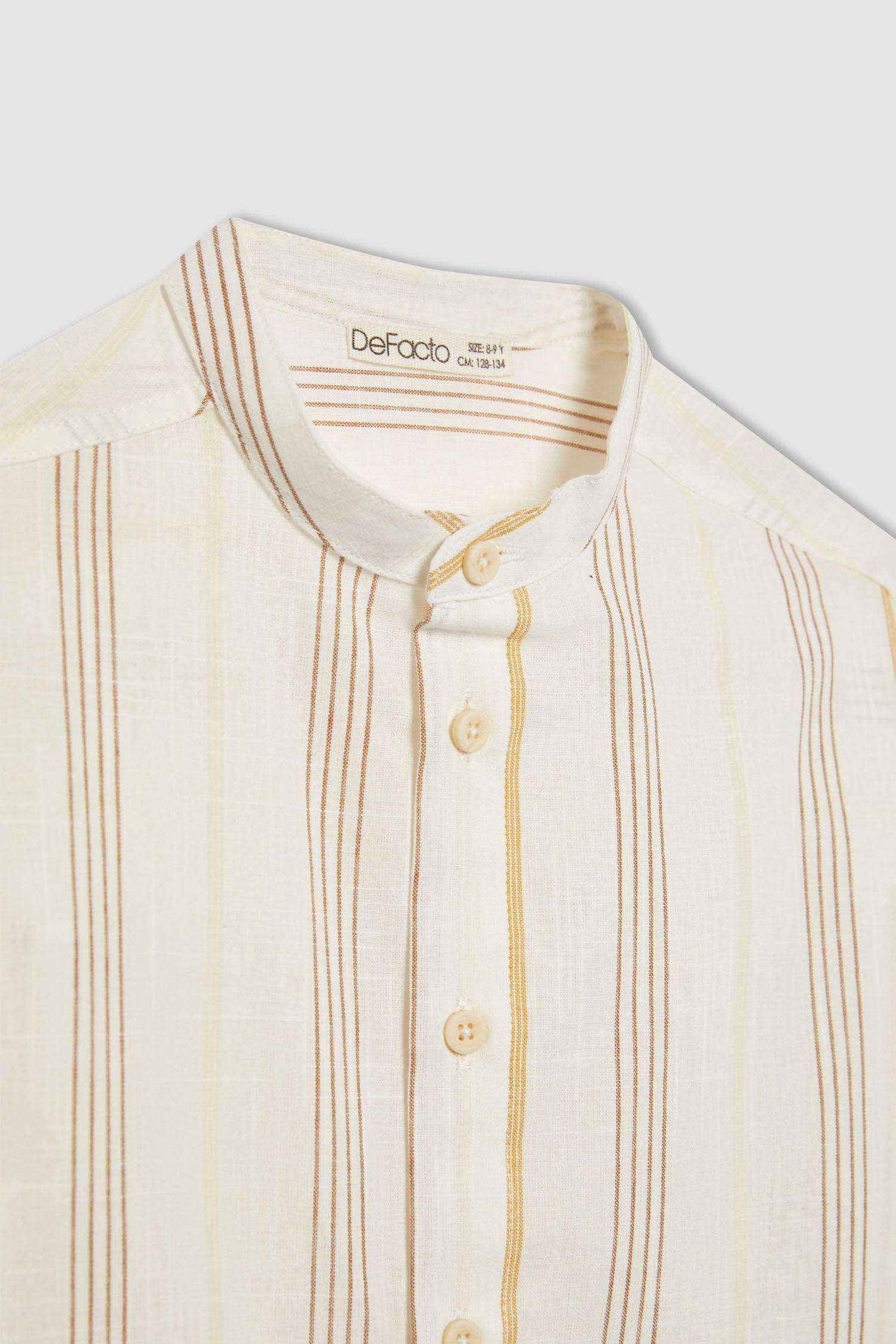 قميص كم طويل قصة عادية بياقة عالية