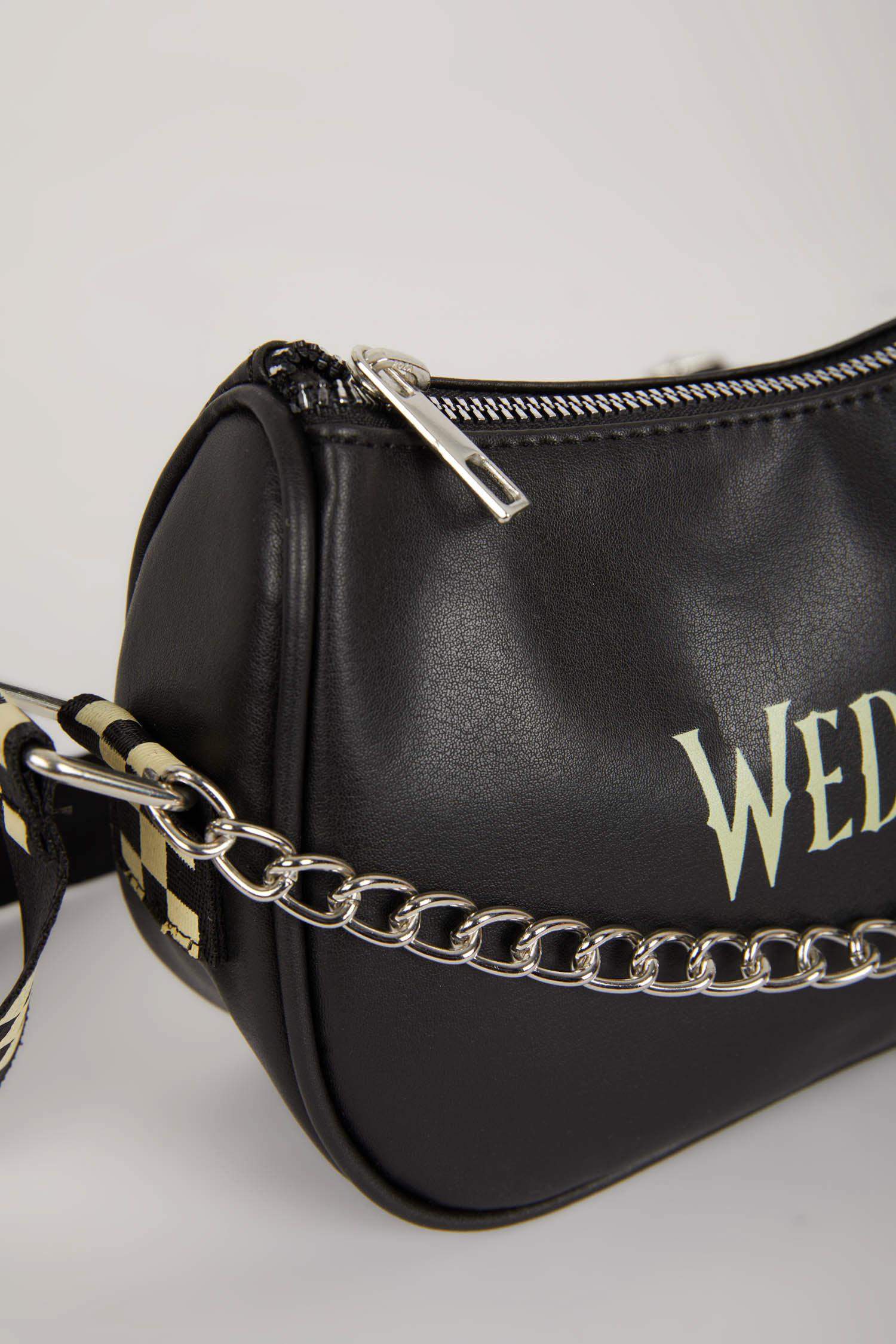 Wednesday Licensed Faux Leather Crossbody Bag