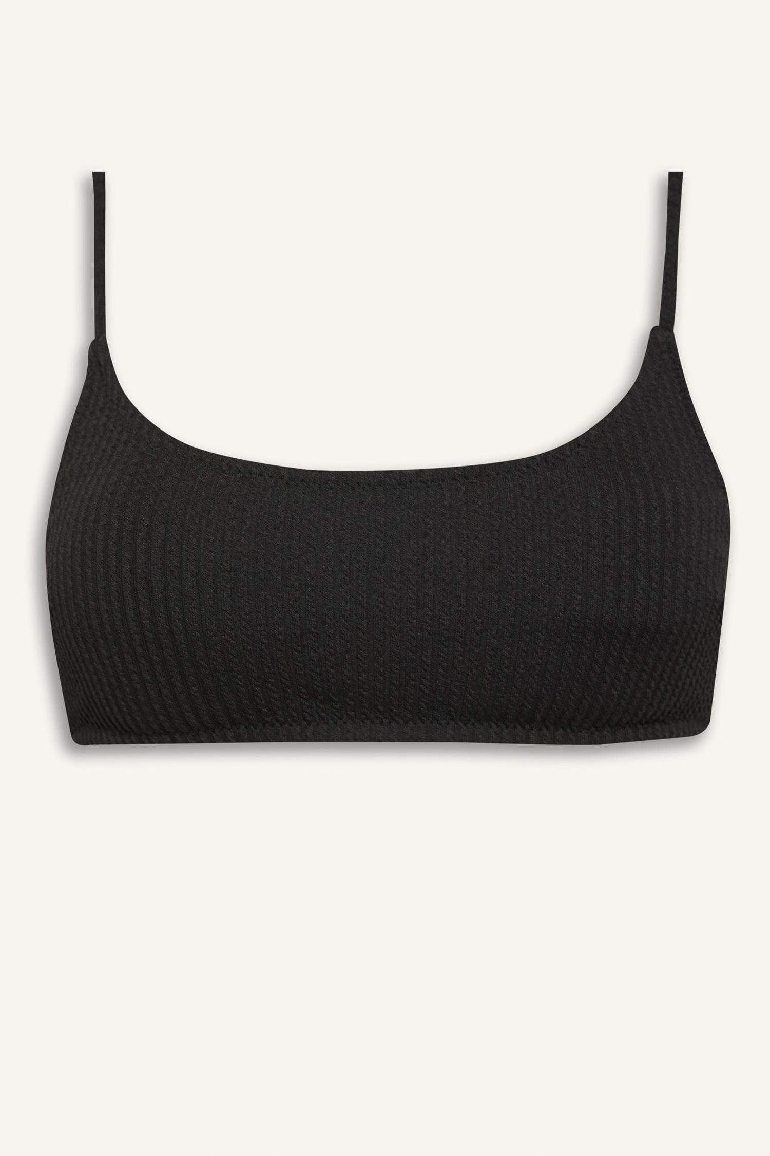 Fall in LoveRegular Fit Crepe Black Bikini Top