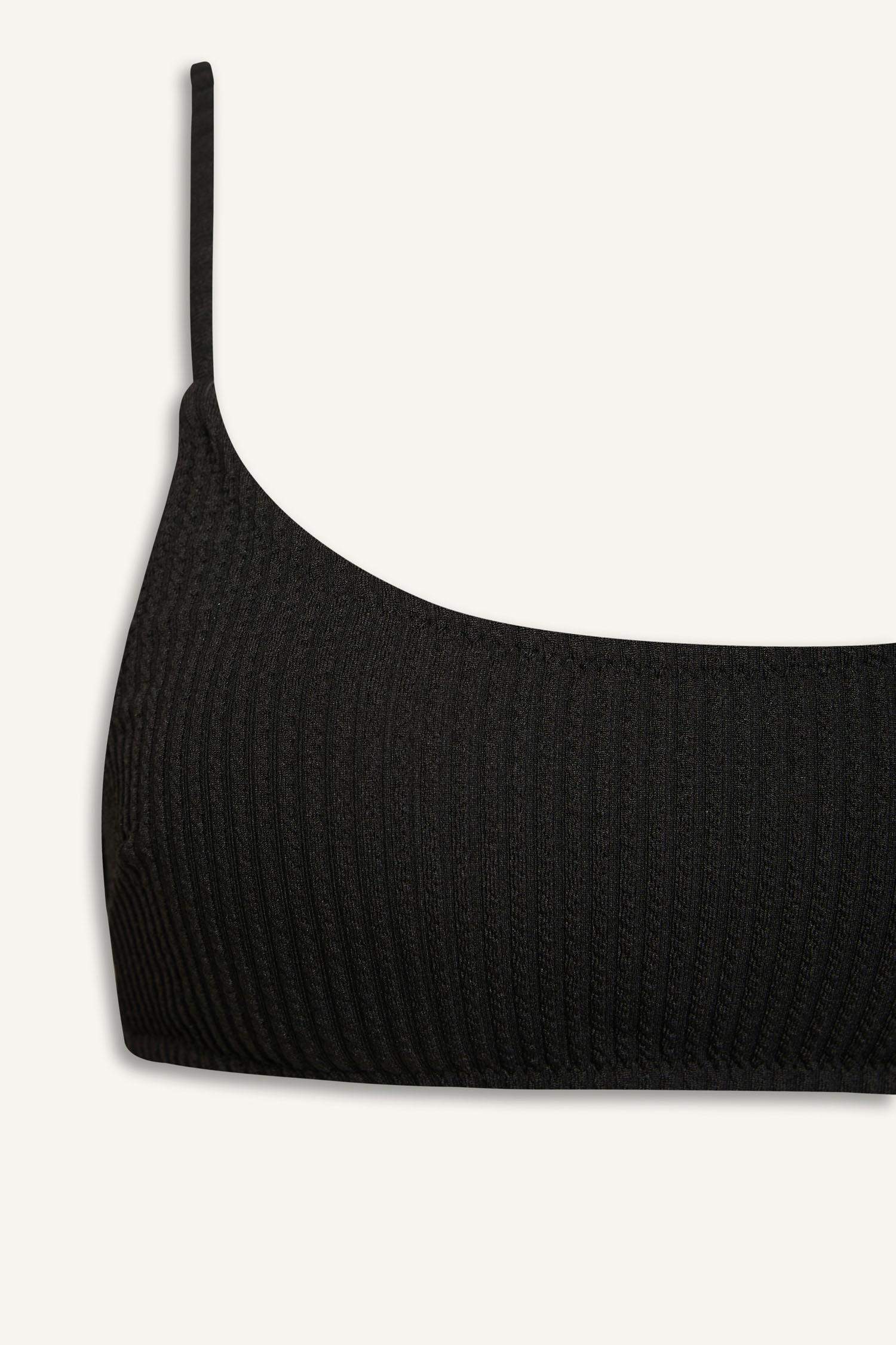 Fall in LoveRegular Fit Crepe Black Bikini Top