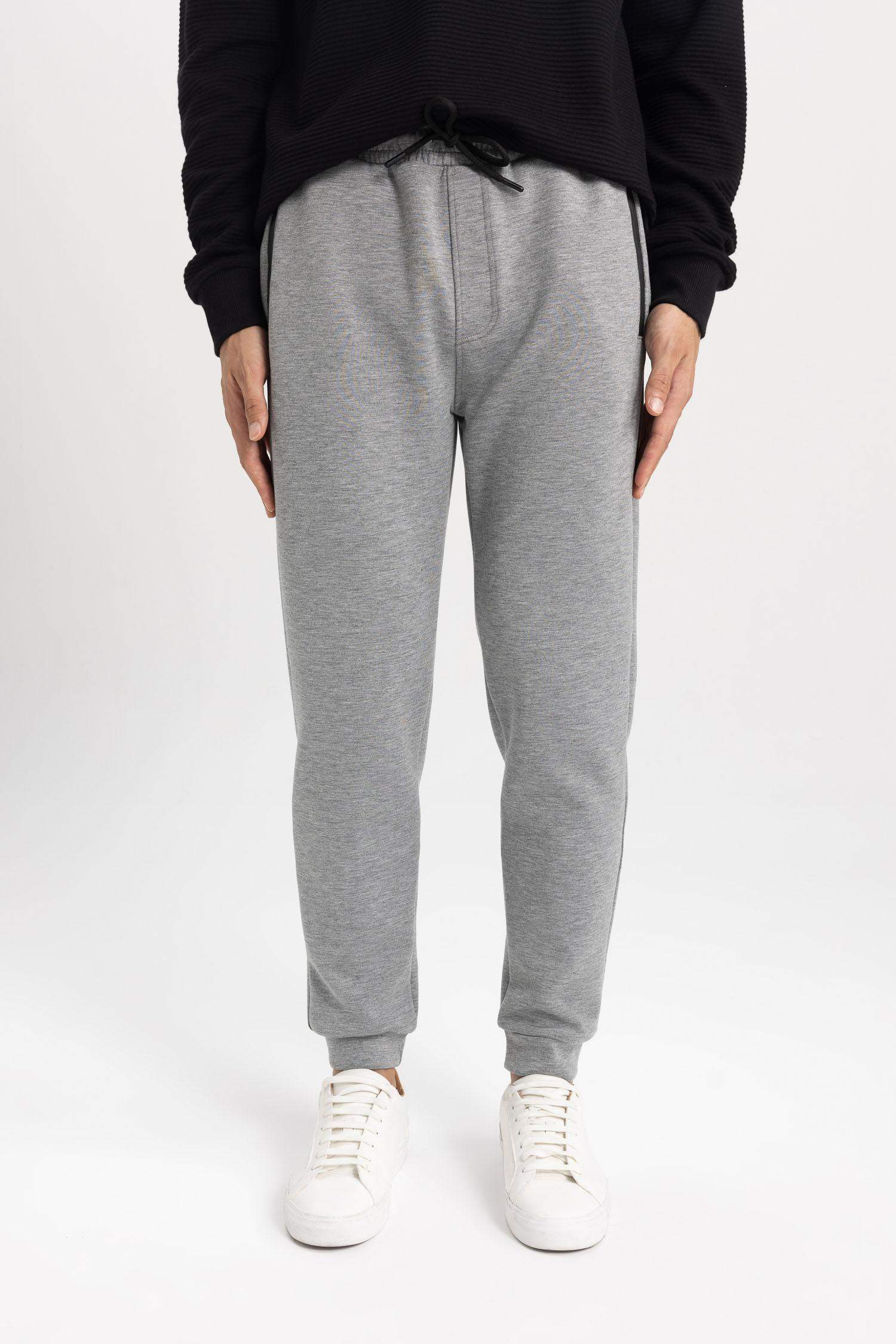 Slim Fit Rib Hem Zipper Pocket Trousers