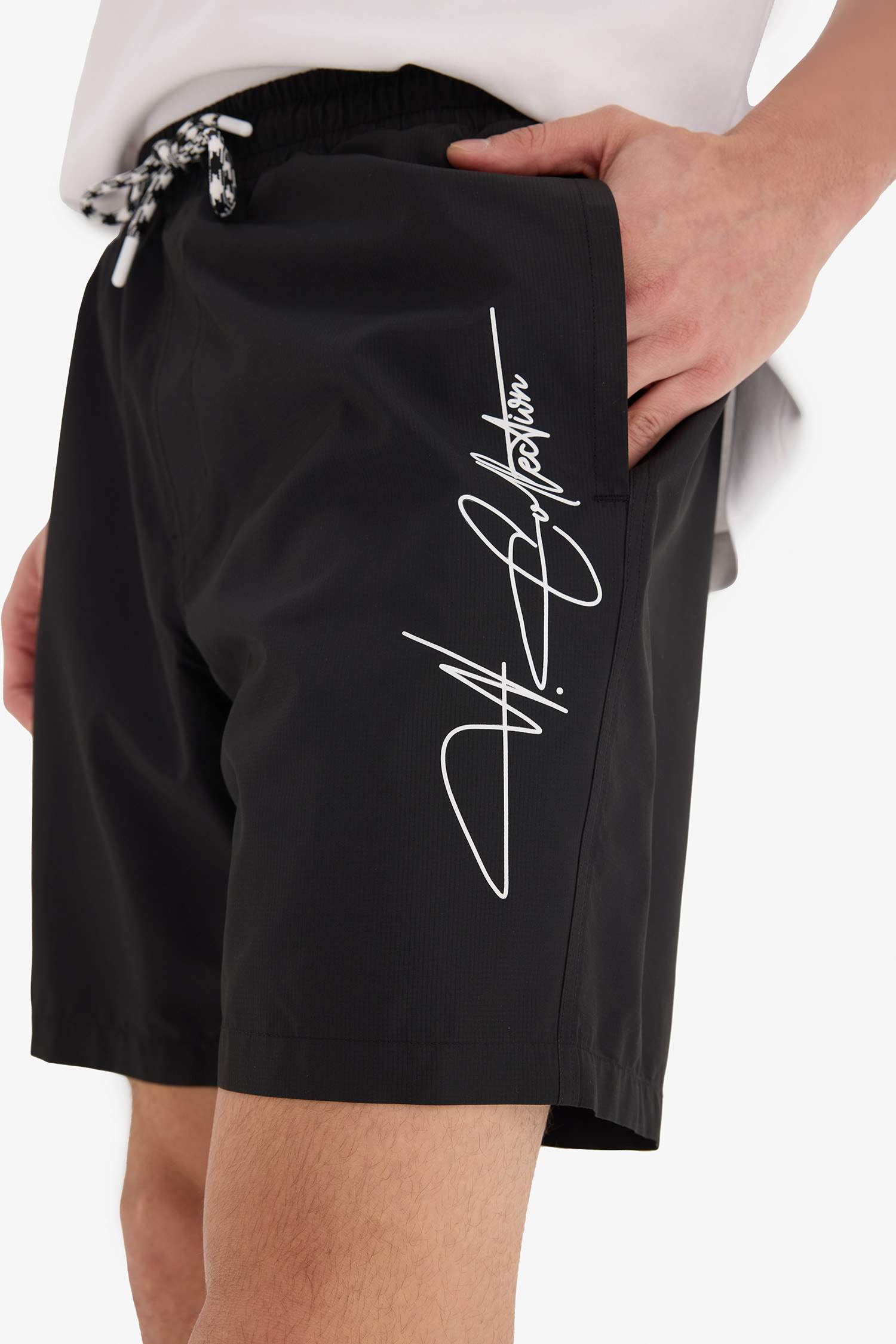 Regular Fit File Astarlı Kısa Boy Deniz Şortu