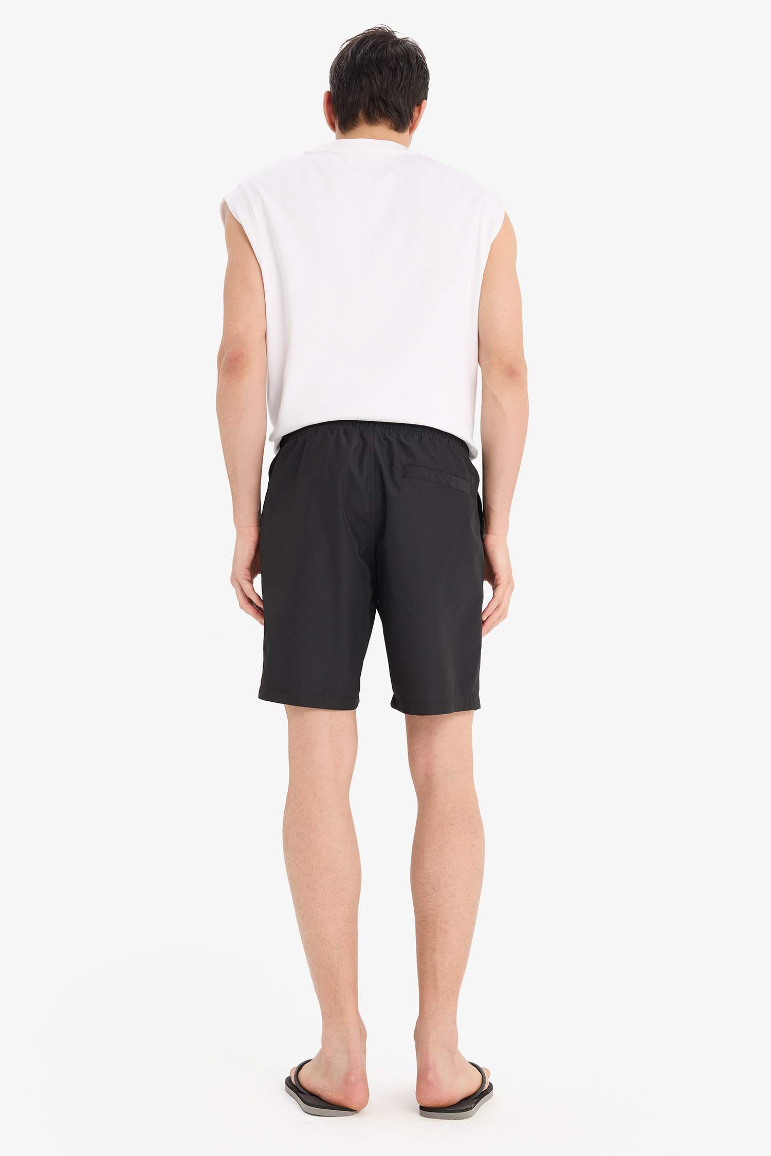 Regular Fit File Astarlı Kısa Boy Deniz Şortu