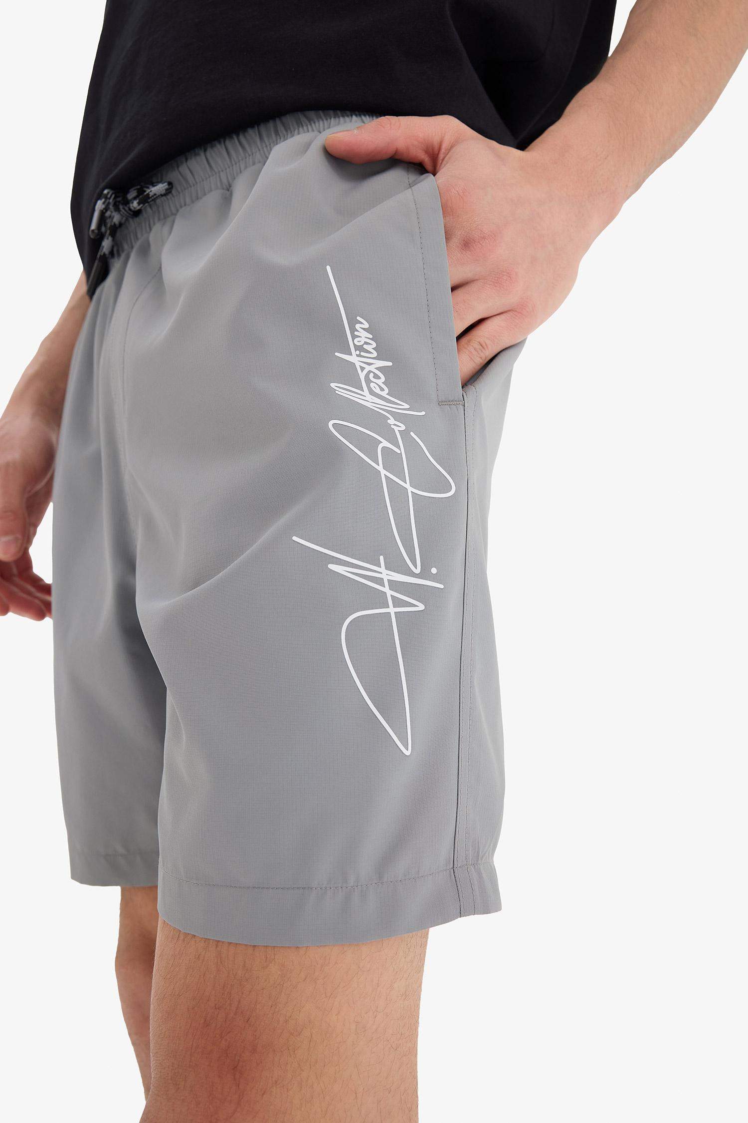 Regular Fit File Astarlı Kısa Boy Deniz Şortu