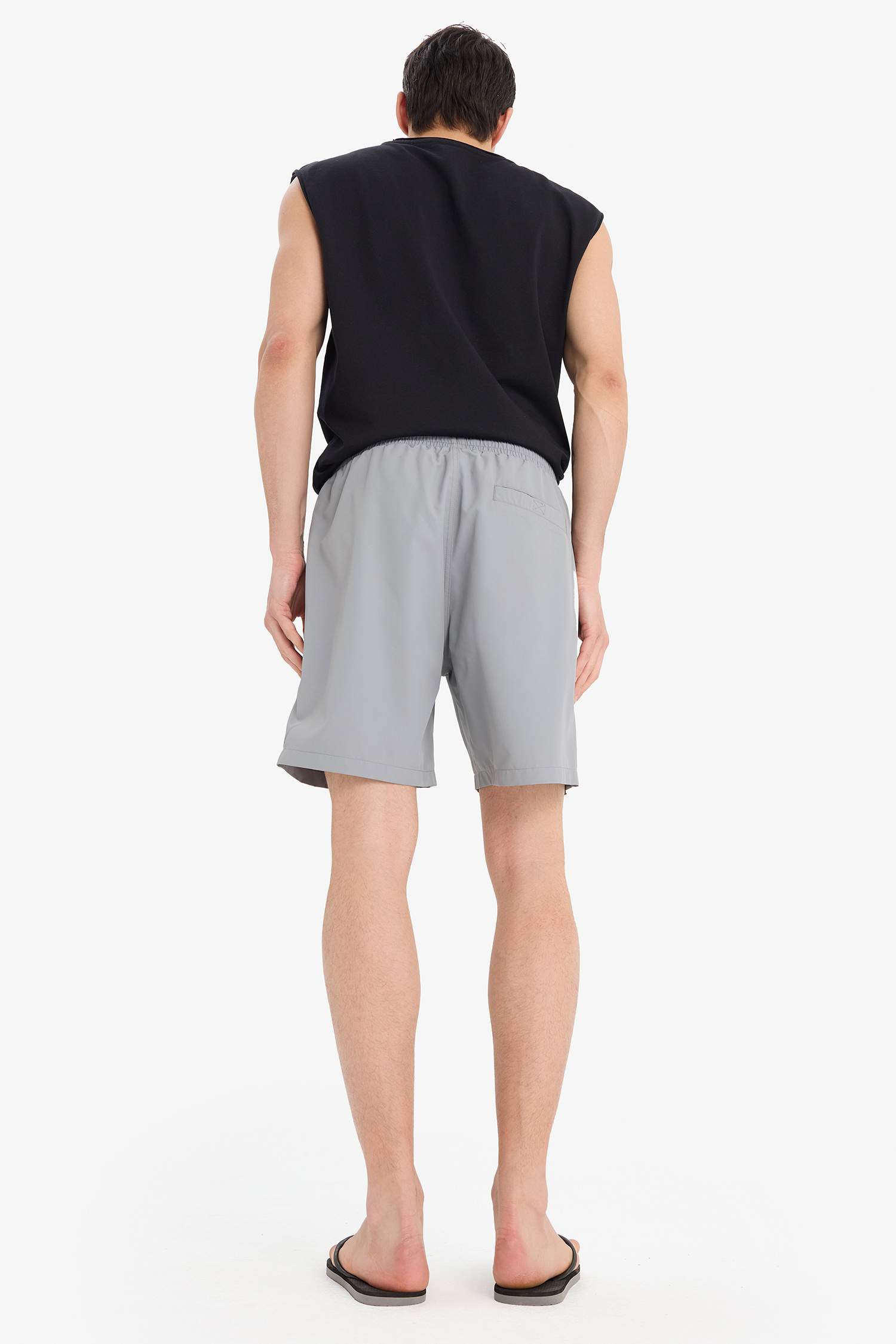 Regular Fit File Astarlı Kısa Boy Deniz Şortu