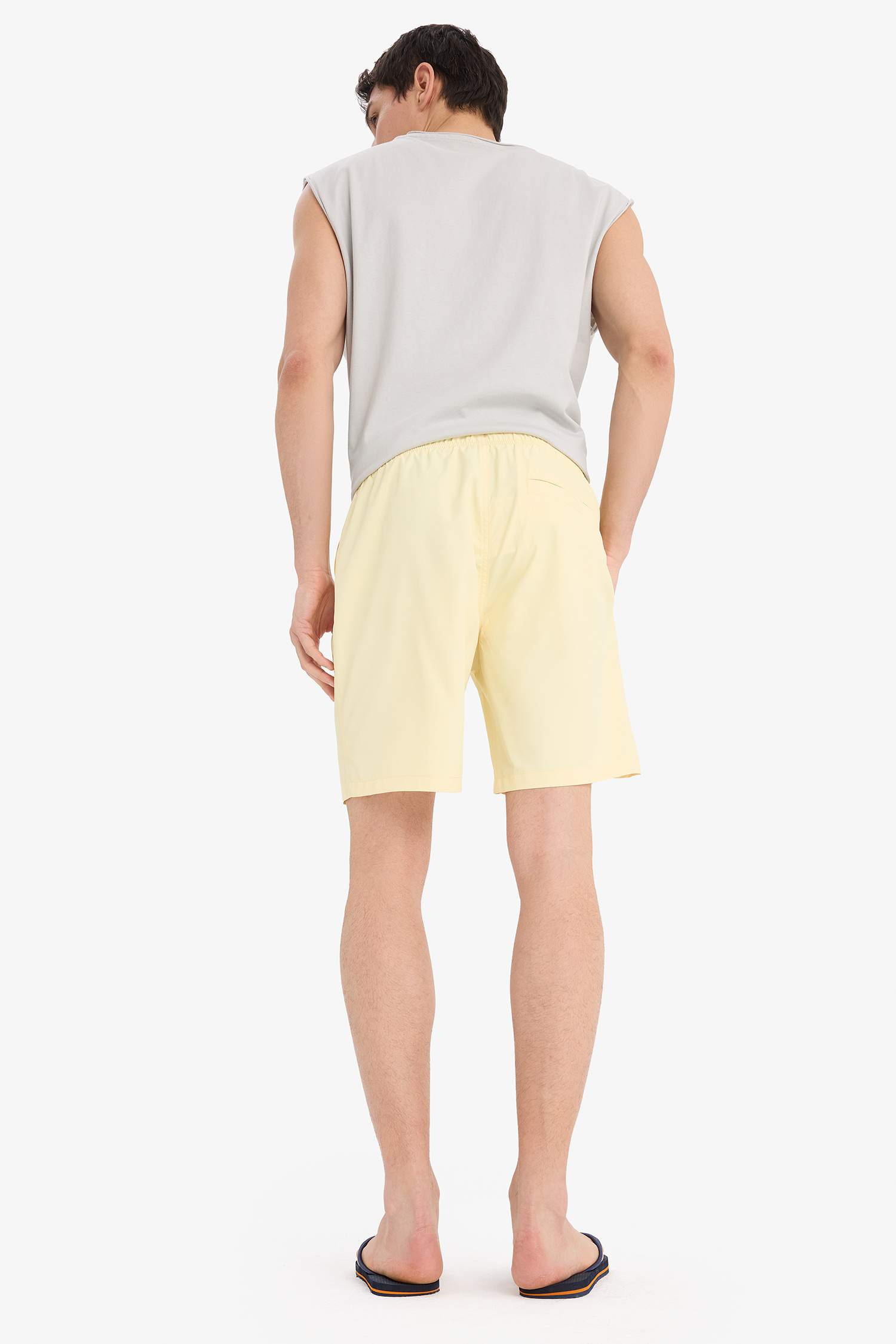 Regular Fit File Astarlı Kısa Boy Deniz Şortu