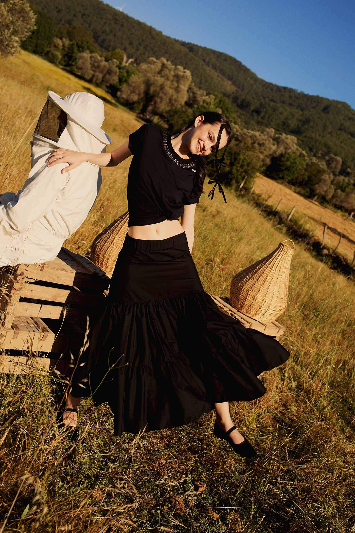 Lug Von Siga x DeFacto Bisiklet Yaka Yaka Baskılı Nakışlı Kısa Kollu Tişört