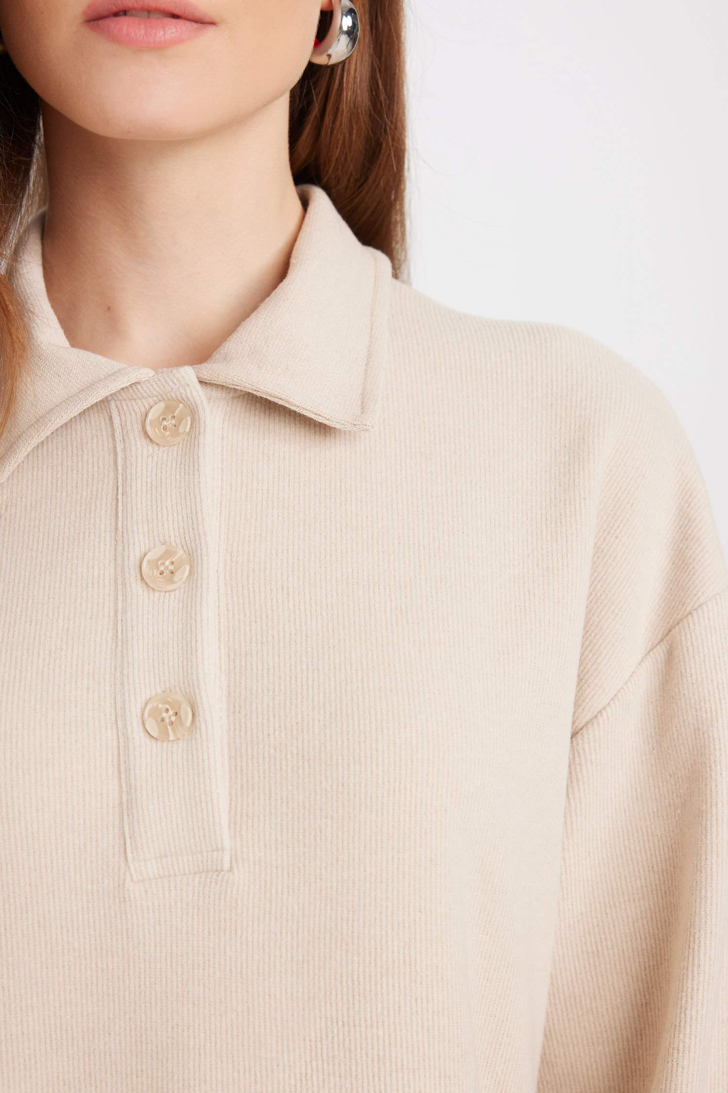 Basic Düz Düğmeli Uzun Kollu Selanik Kumaş Maxi Triko Elbise