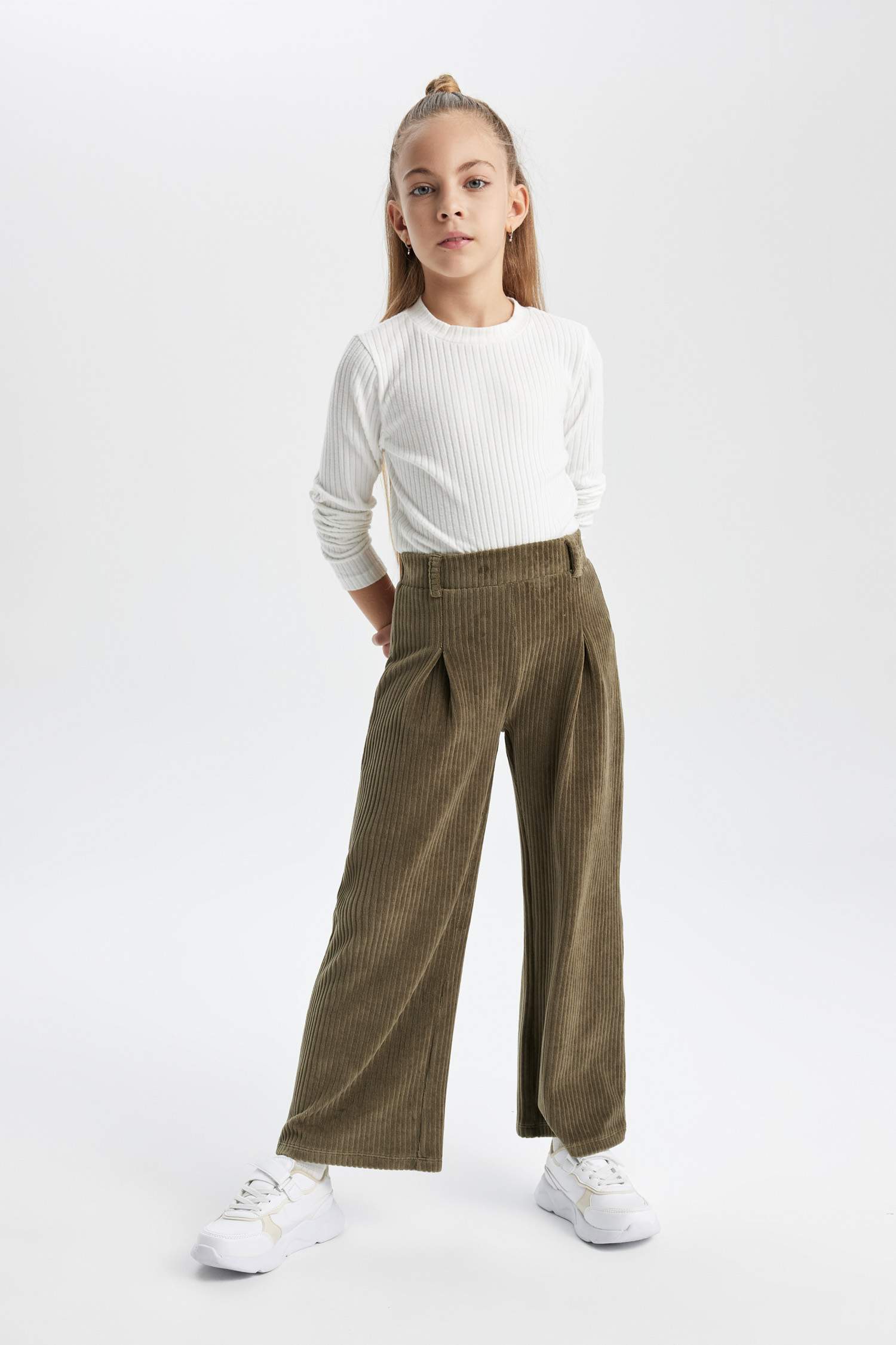 Girl Wide Leg Corduroy Sweatpants