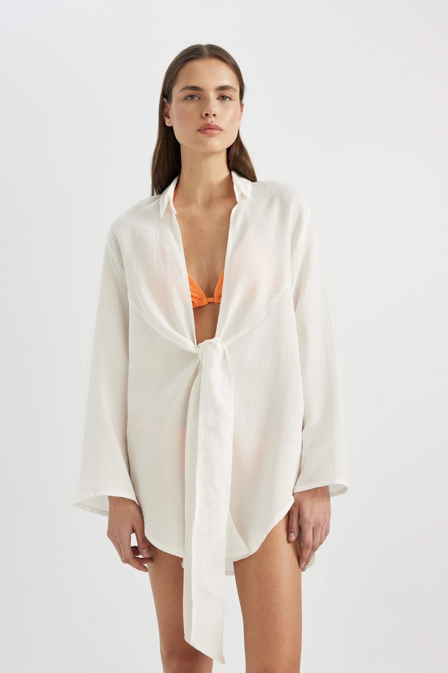  Müslin Önden Bağlamalı Plaj Gömleği-Fall in Love