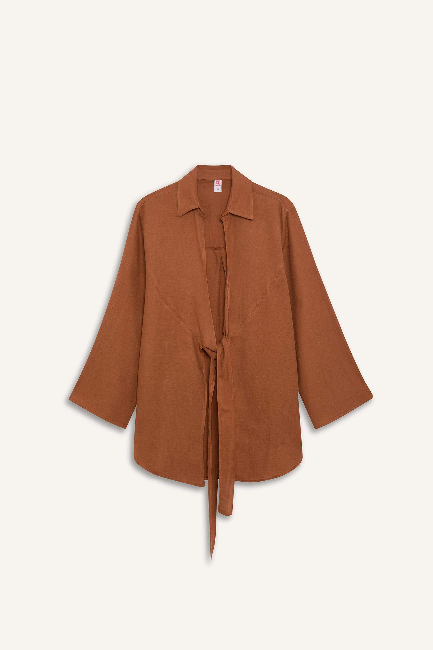 Müslin Önden Bağlamalı Plaj Gömleği-Fall in Love