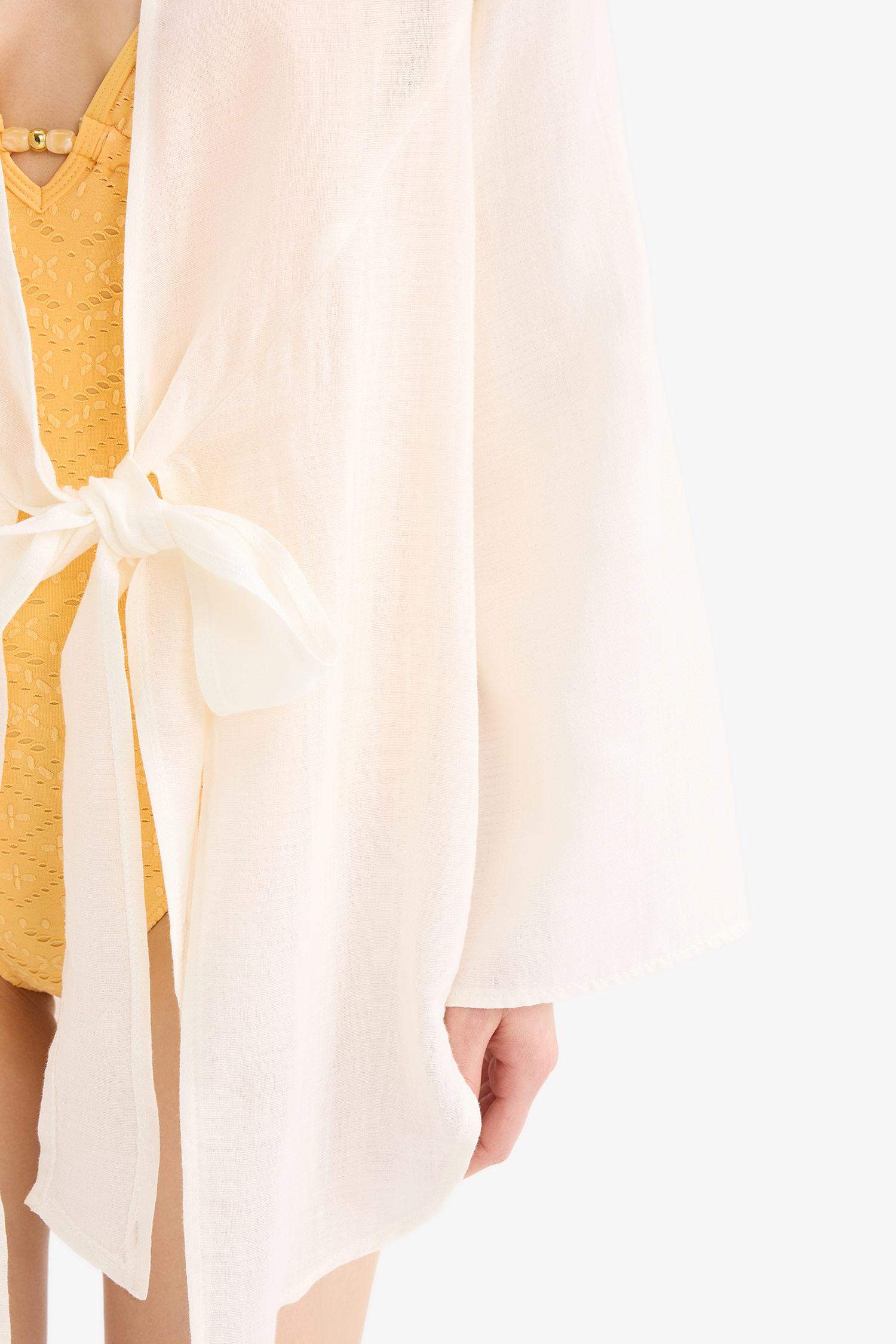 Müslin Önden Bağlamalı Plaj Gömleği-Fall in Love