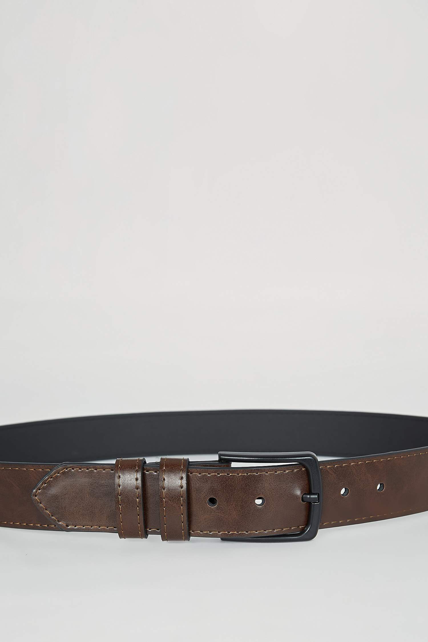 Man Rectangle Clasp Faux Leather Jean Belt