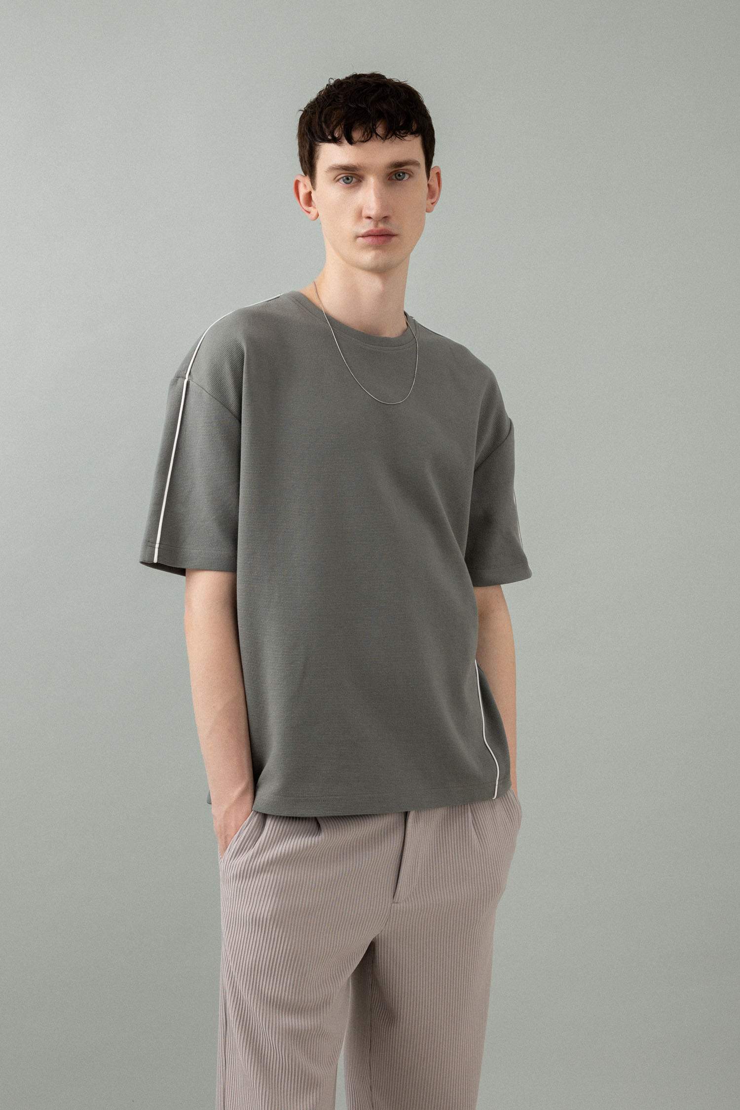 Oversize Fit Crew Neck Textured T-Shirt