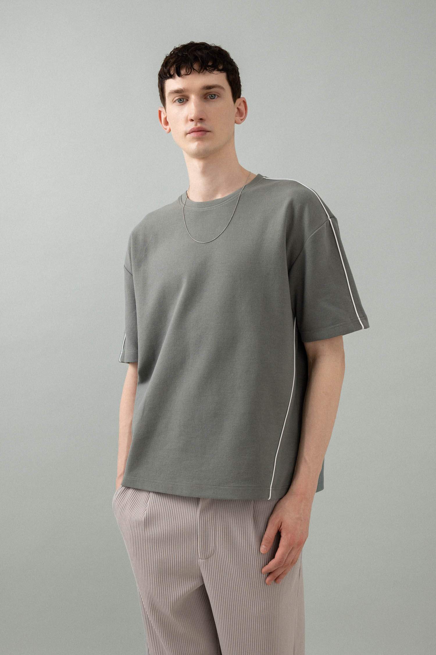 Oversize Fit Crew Neck Textured T-Shirt