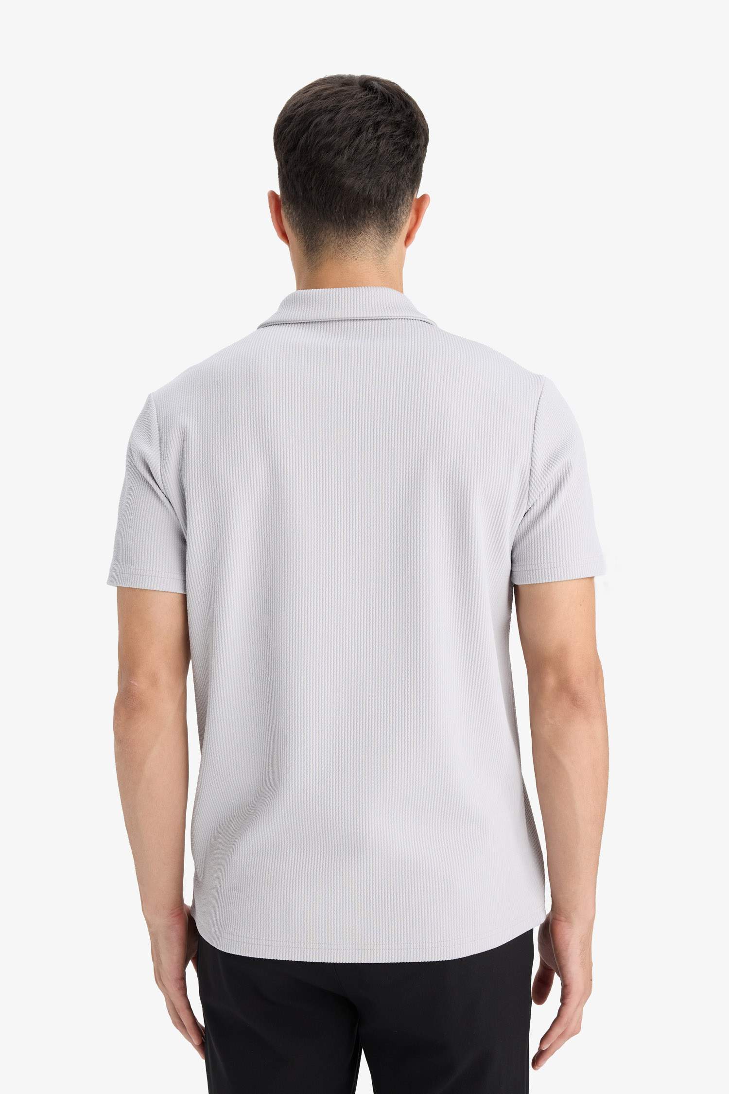 Regular Fit Polo Yaka Yarım Fermuarlı Pilise Kısa Kollu Tişört