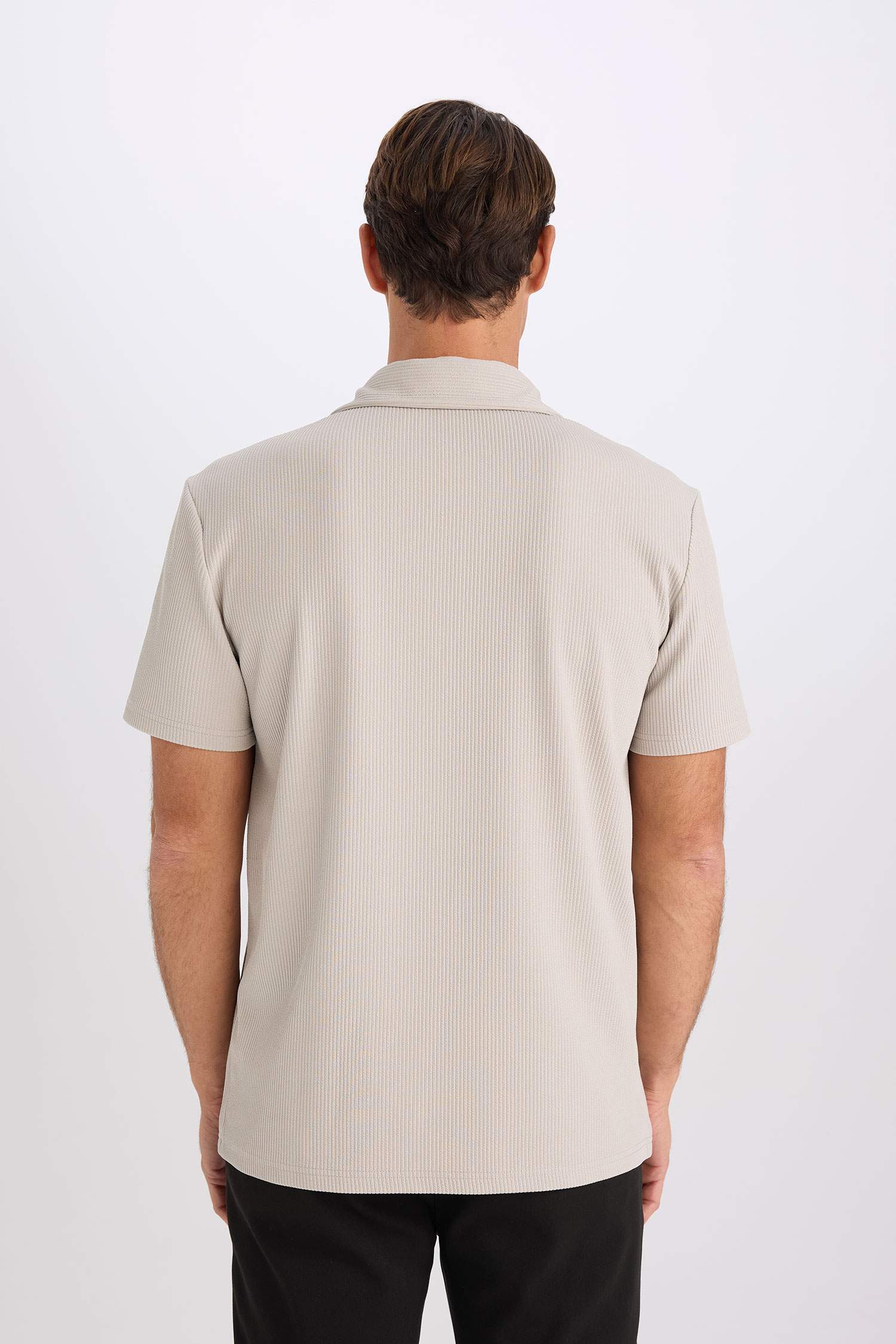 Regular Fit Polo Yaka Yarım Fermuarlı Kısa Kollu Pilise Tişört