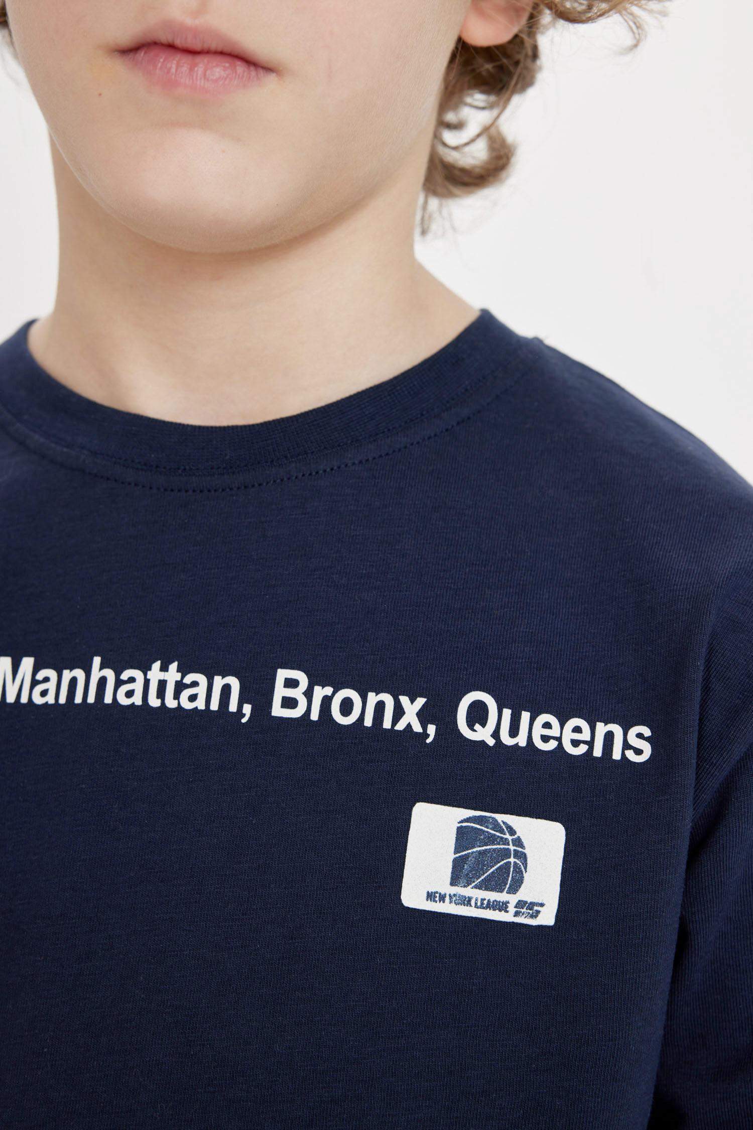 Erkek Çocuk Bisiklet Yaka Penye Uzun Kollu Baskılı Tişört