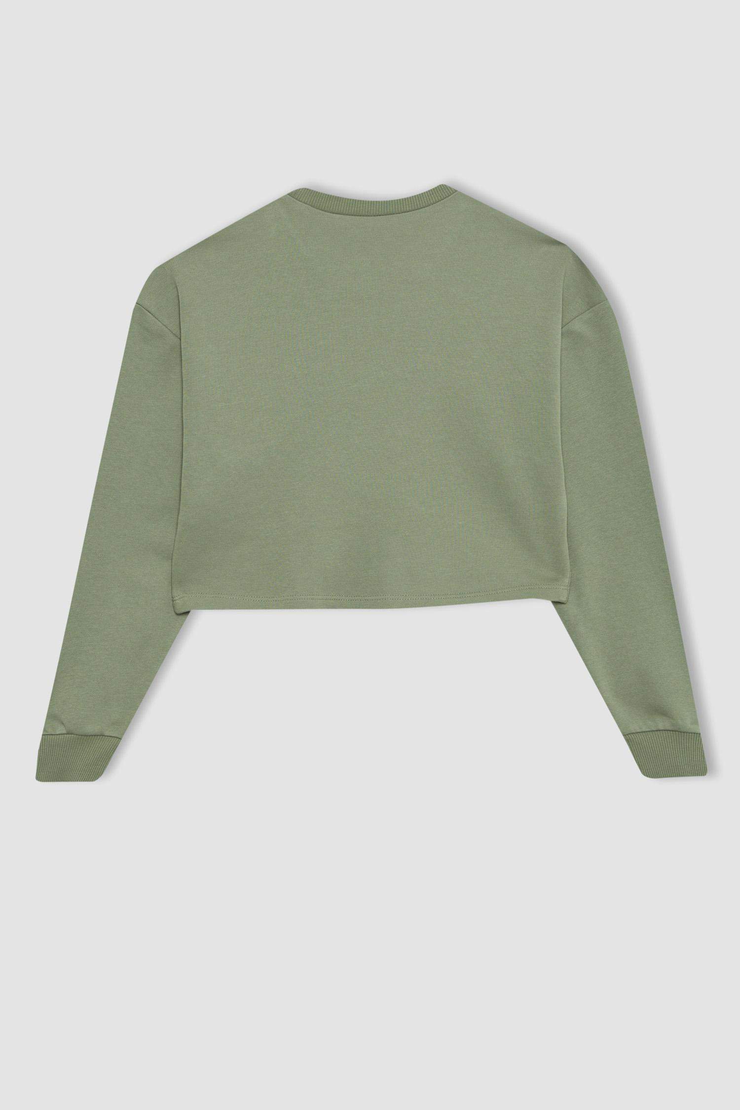 Girl Crew Neck 2 Piece Crop Sweatshirt