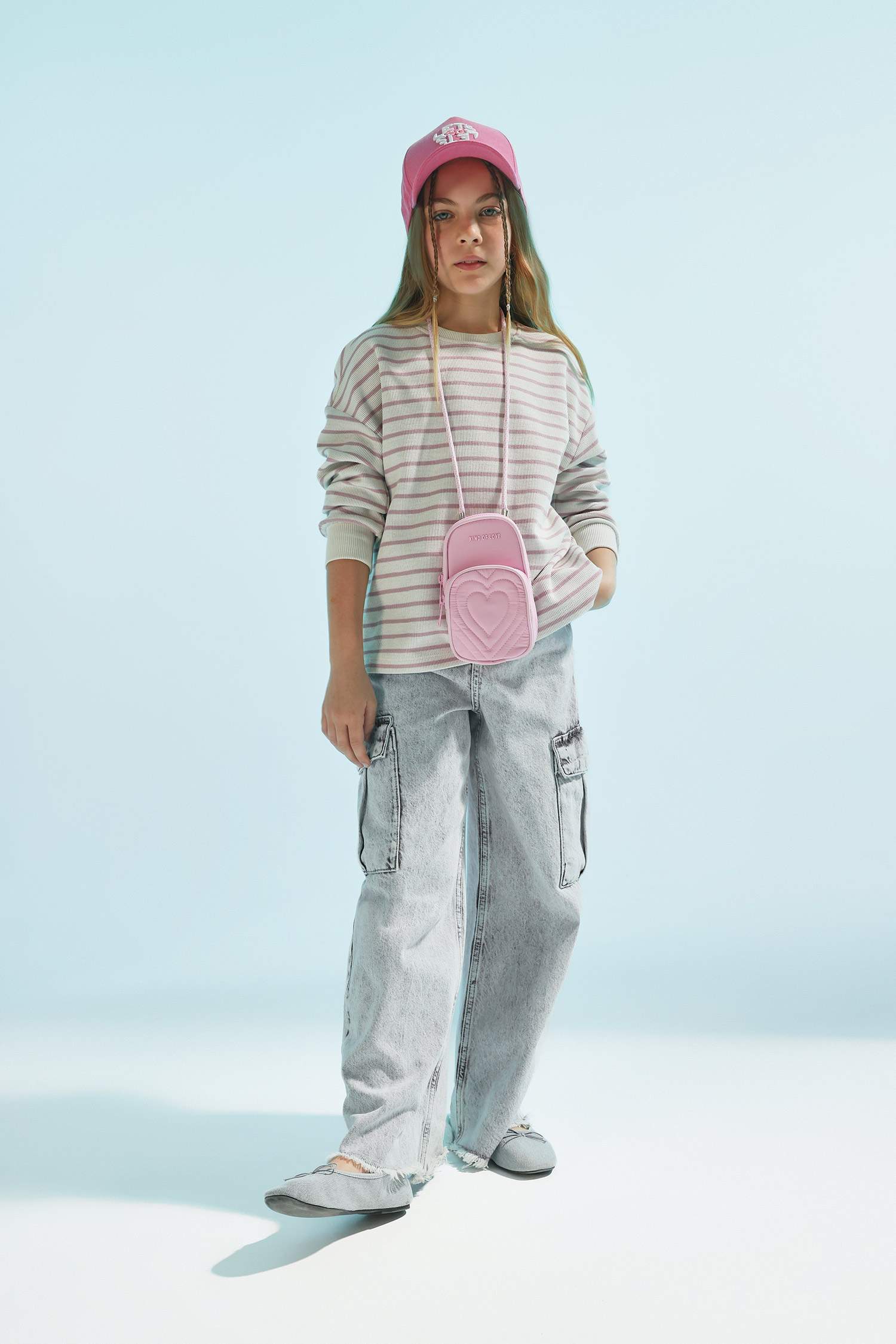 Girl Relax Fit Crew Neck Striped Sweatshirt