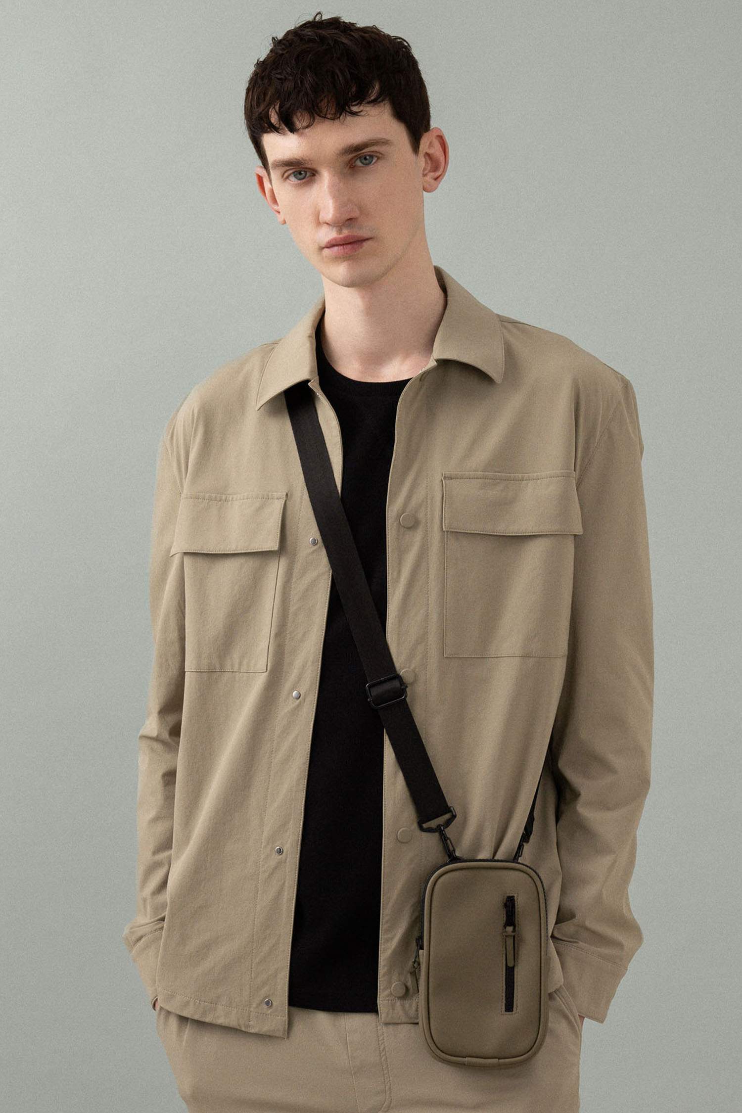 Regular Fit Polo Yaka Çıtçıt Kapamalı Cepli Teknik Gömlek Ceket