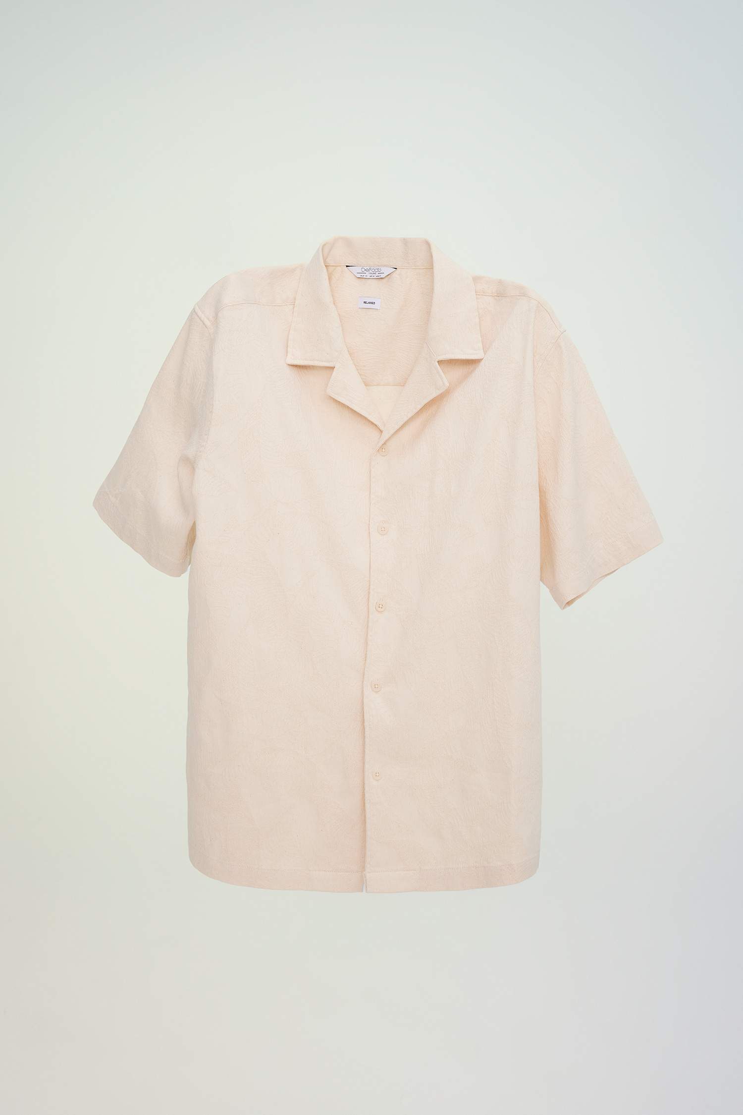 قميص قطن قصة مريحة وياقة عالية