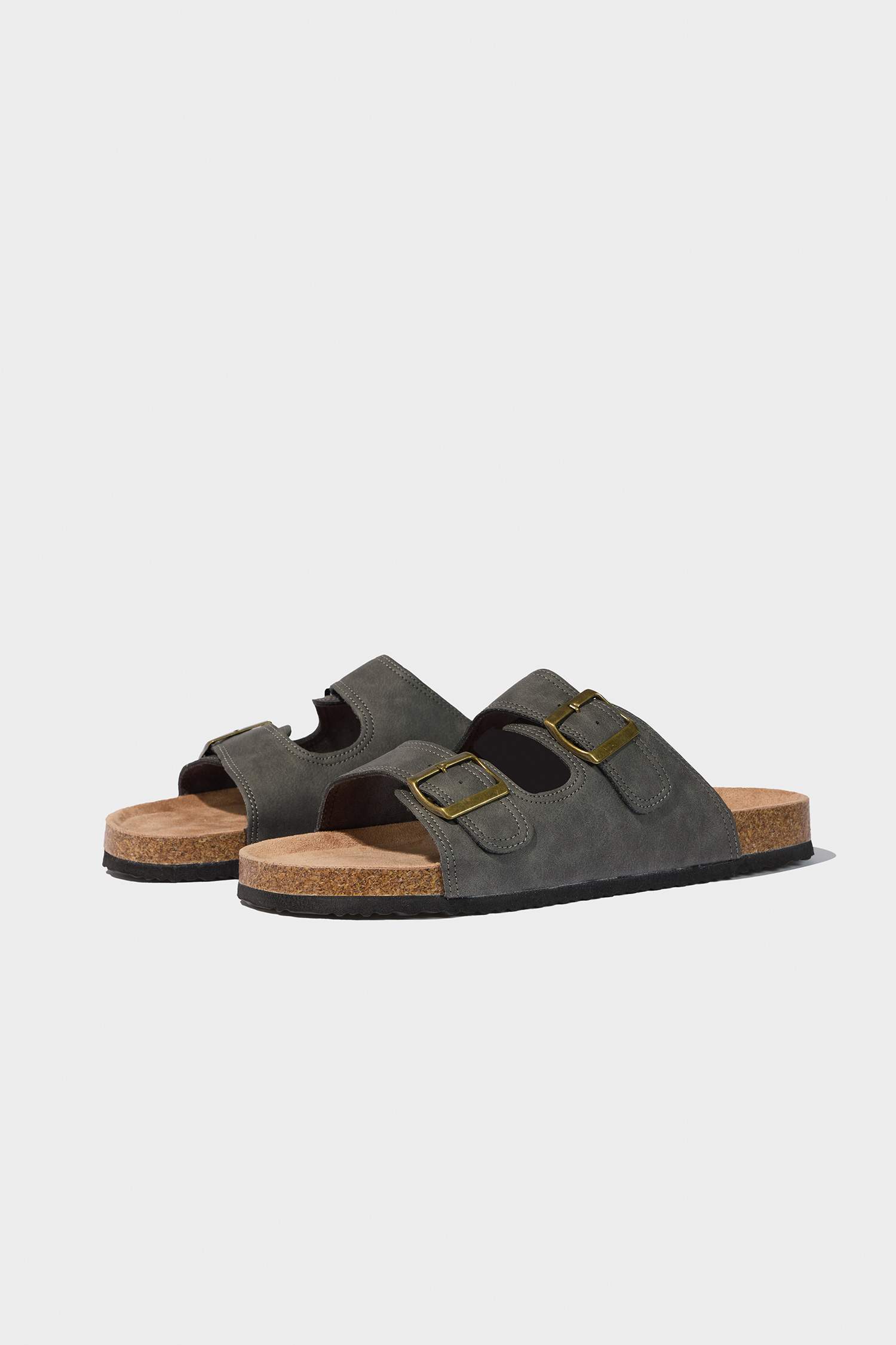 Man High Sole Double Banded Faux Leather Slippers