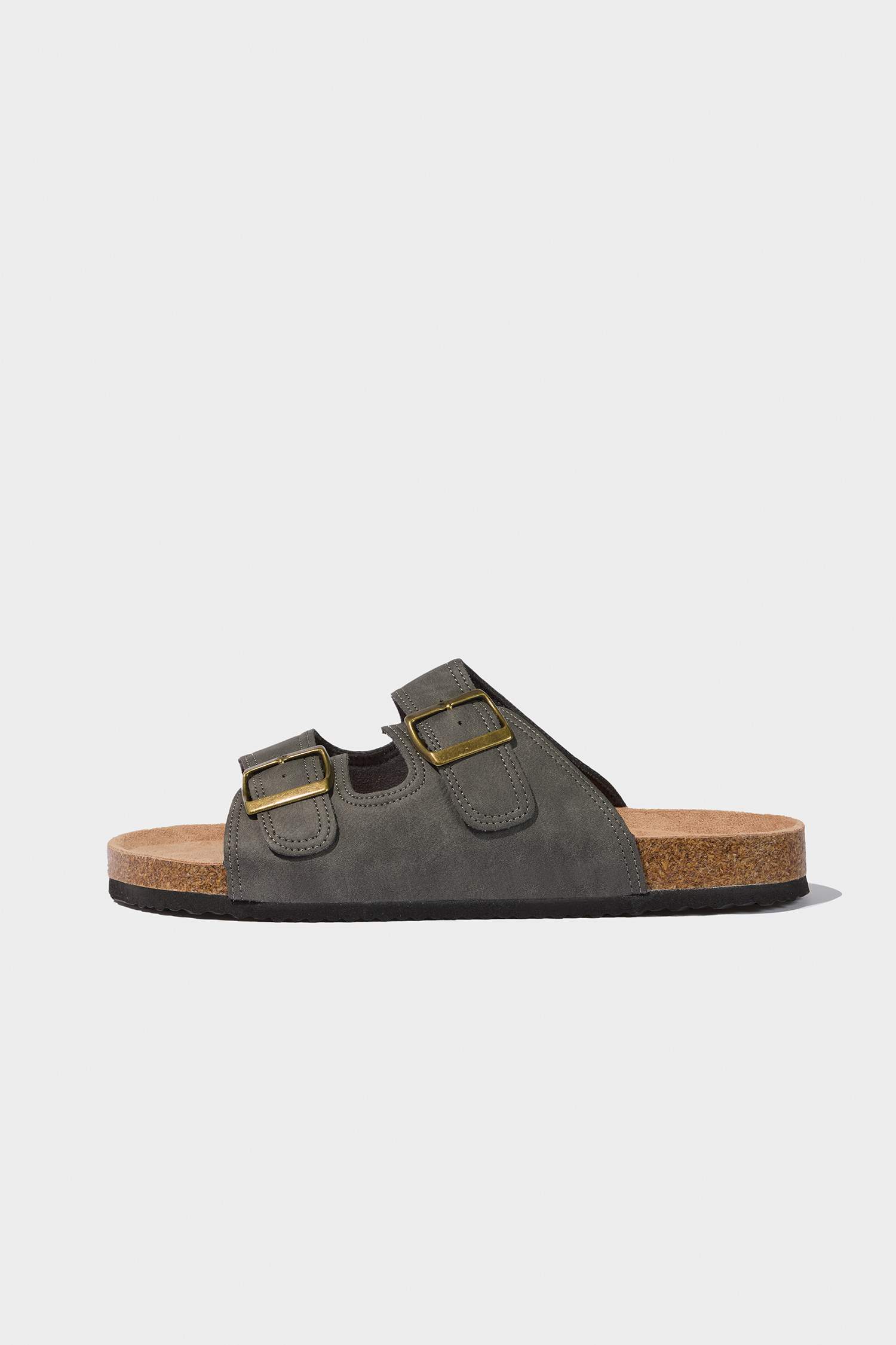 Man High Sole Double Banded Faux Leather Slippers