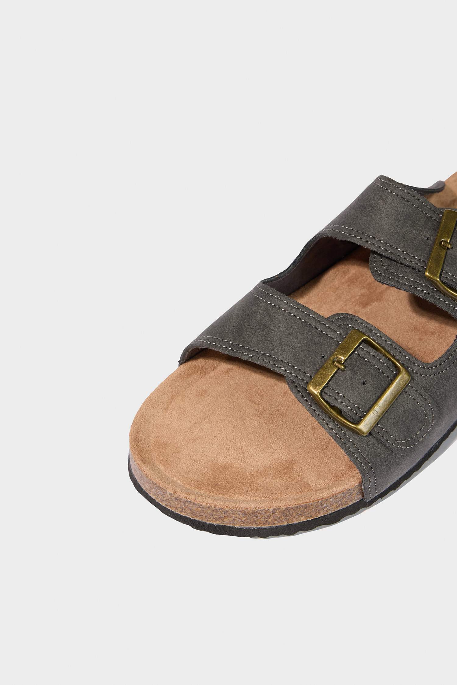 Man High Sole Double Banded Faux Leather Slippers