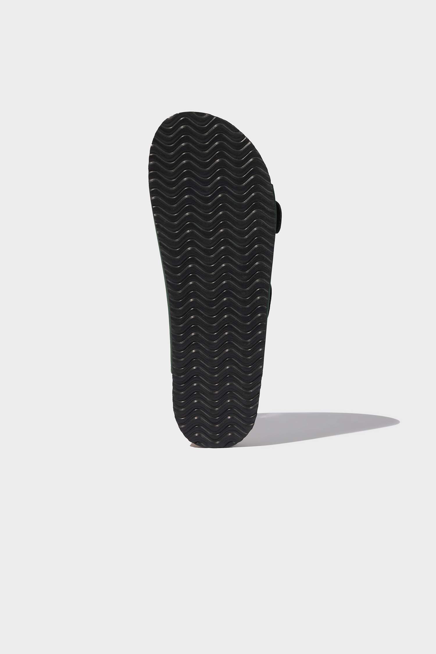 Man High Sole Double Banded Faux Leather Slippers