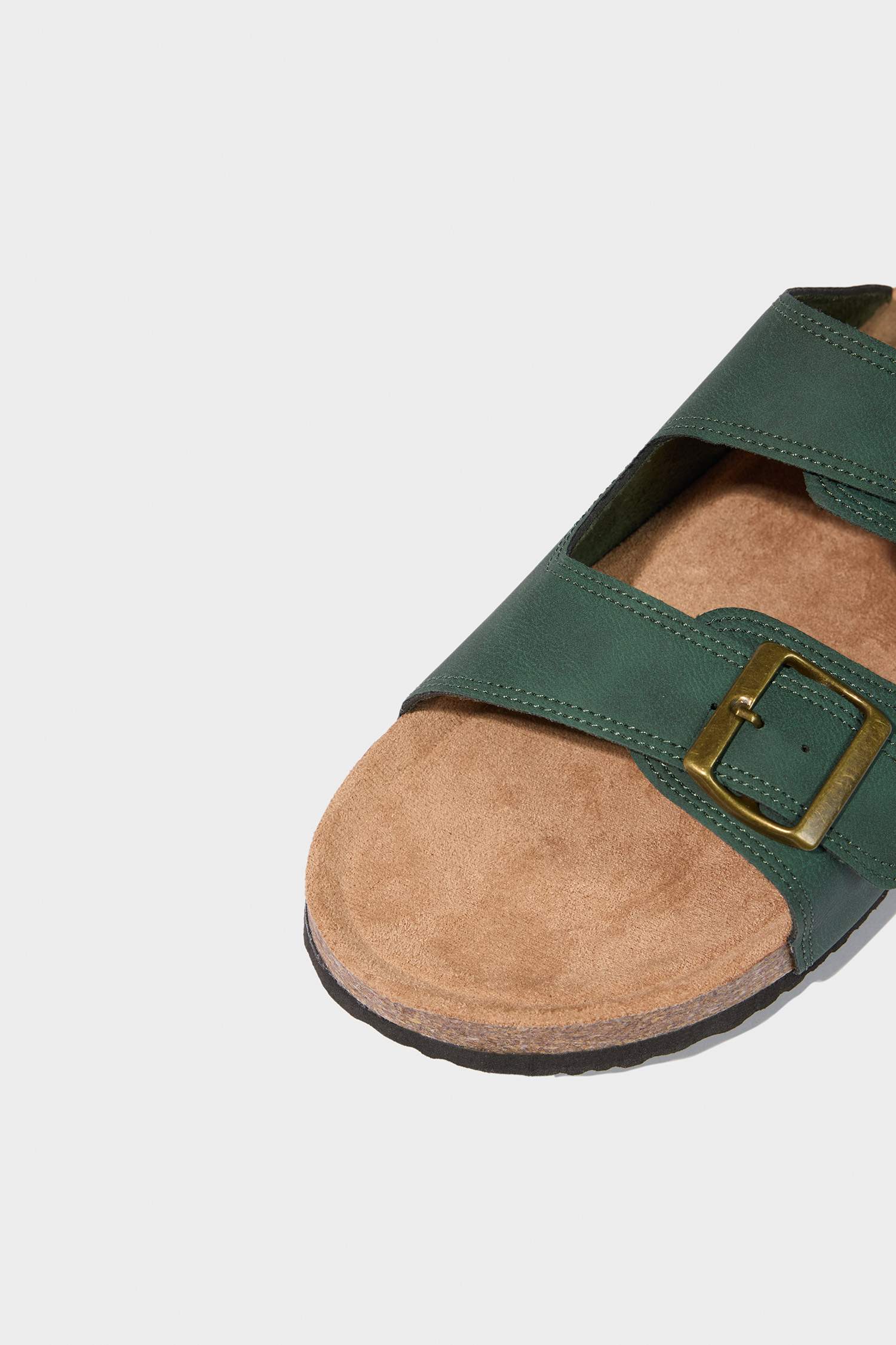 Man High Sole Double Banded Faux Leather Slippers