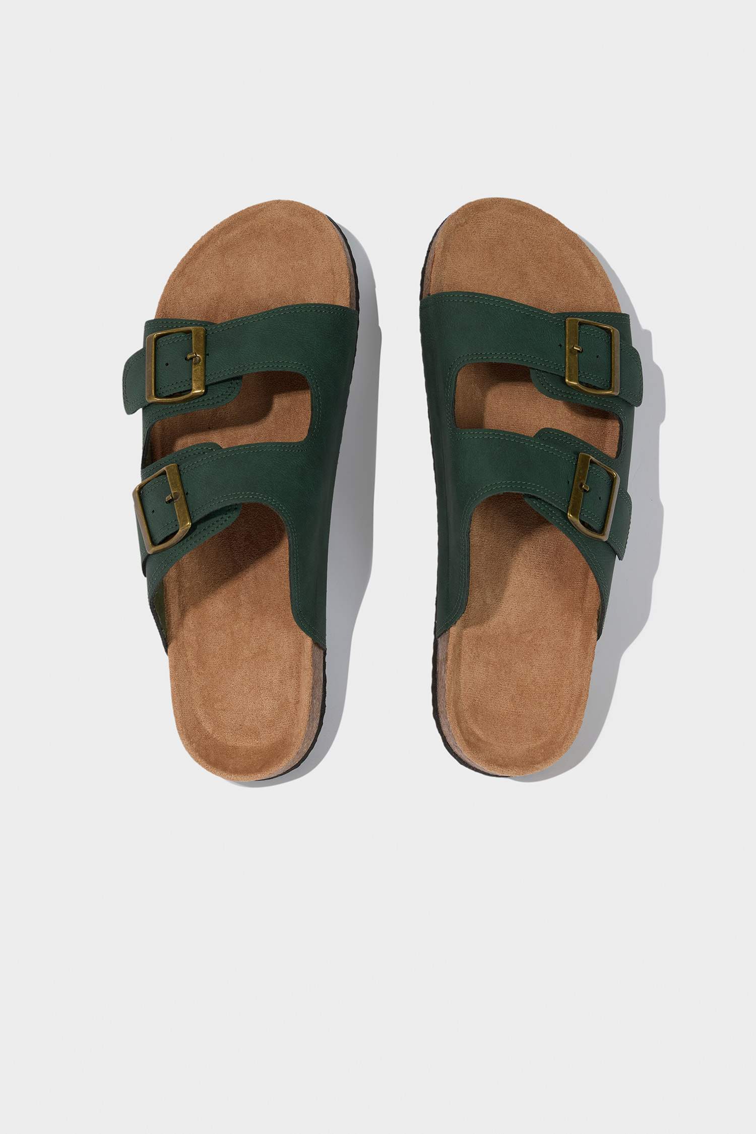 Man High Sole Double Banded Faux Leather Slippers