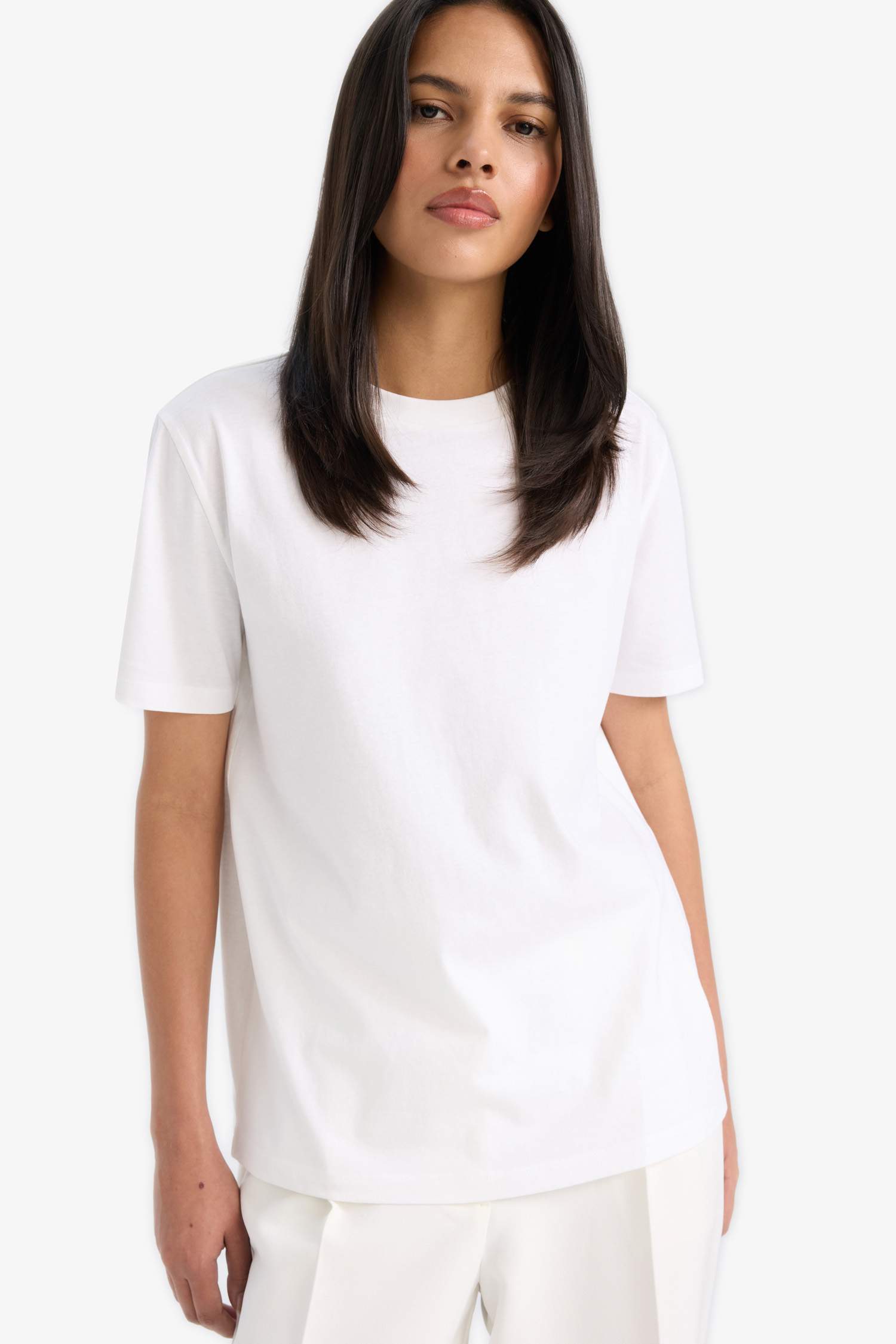 Regular Fit Crew Neck Basic Cotton T-Shirt
