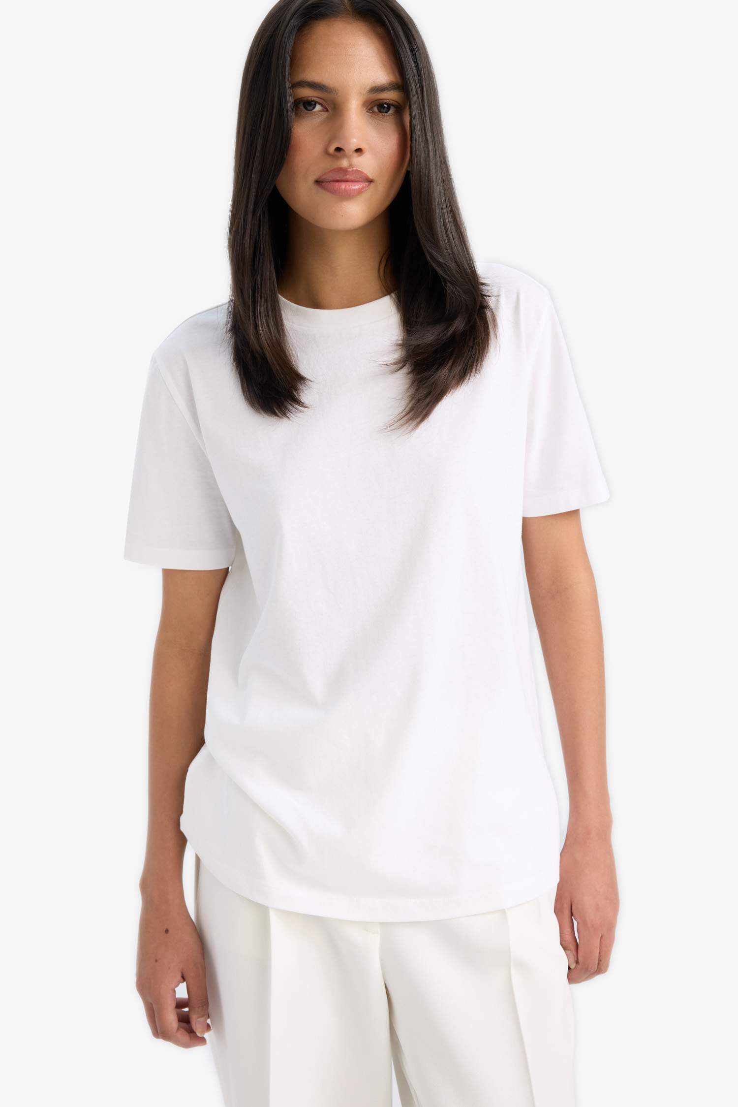 Regular Fit Crew Neck Basic Cotton T-Shirt